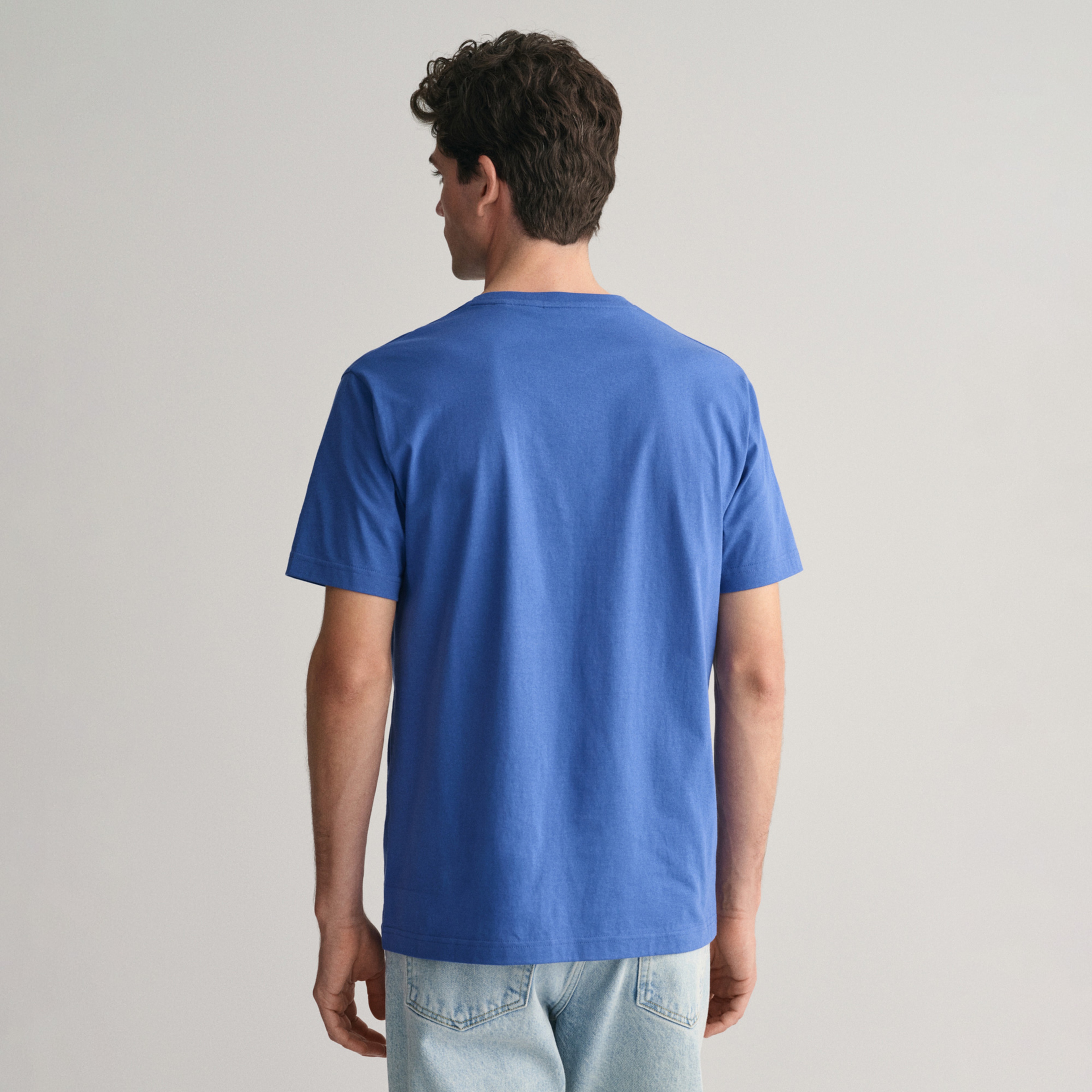 GANT Erkek Mavi Regular Fit Bisiklet Yaka Logolu T-Shirt