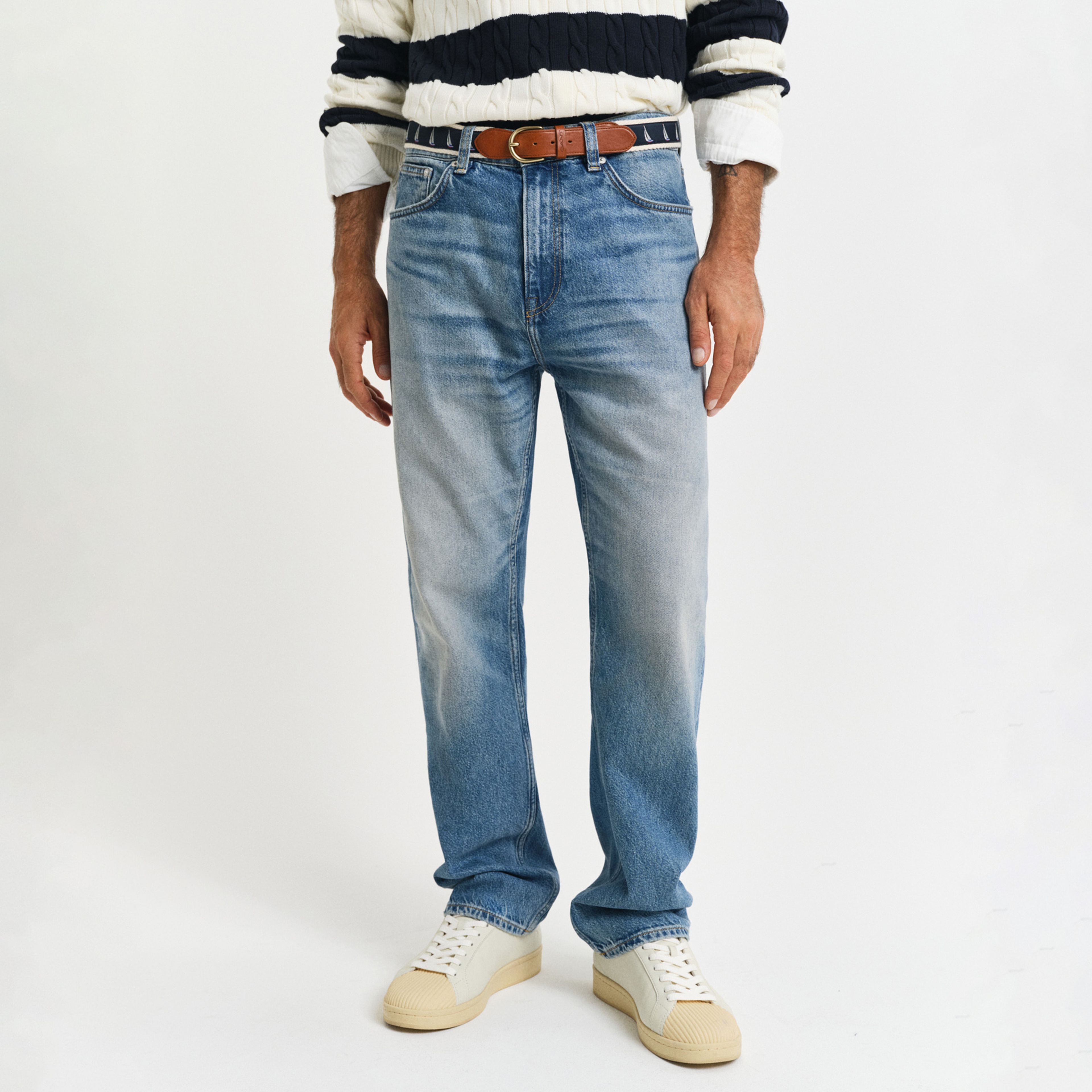 GANT Erkek Mavi Straight Fit Pantolon