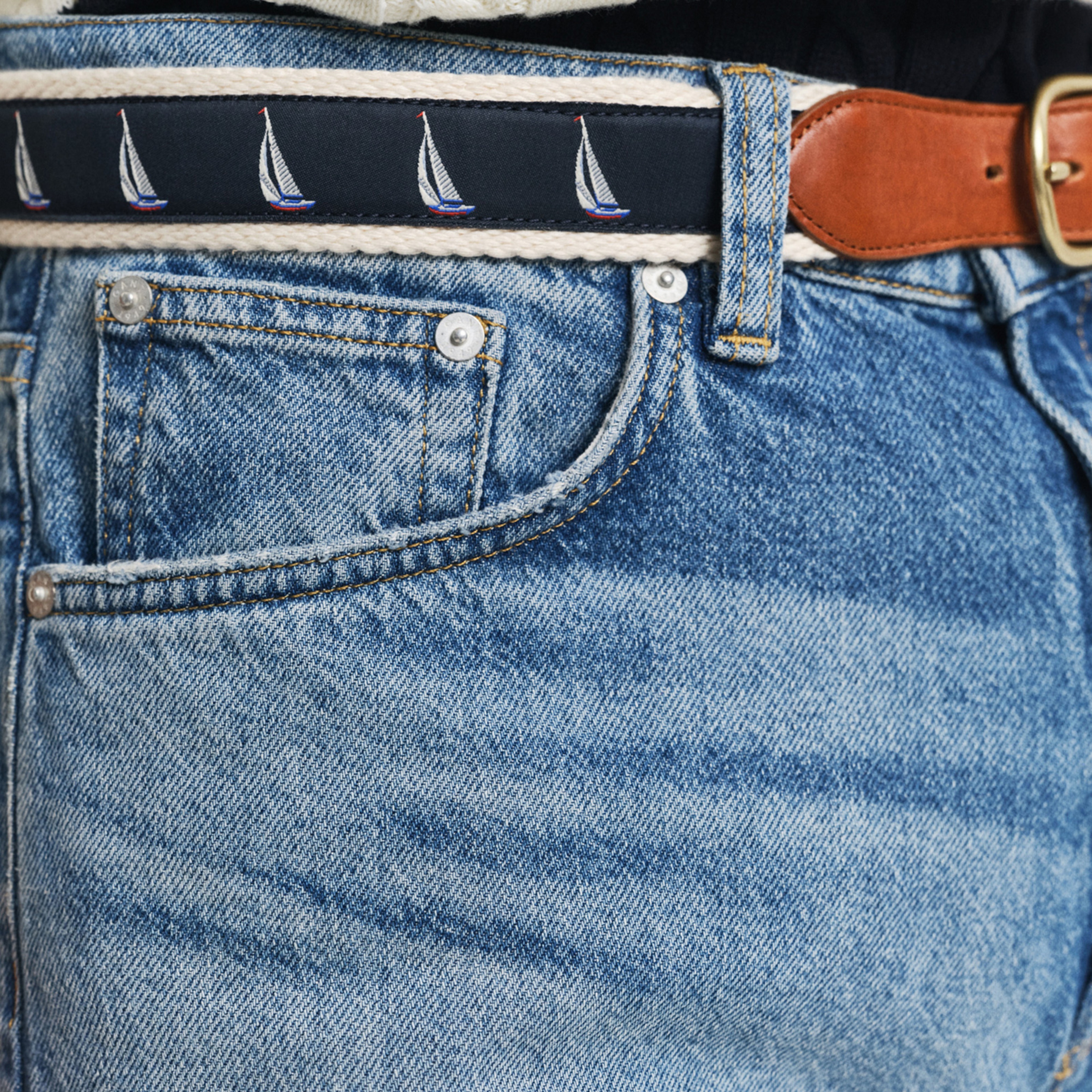 GANT Erkek Mavi Straight Fit Pantolon