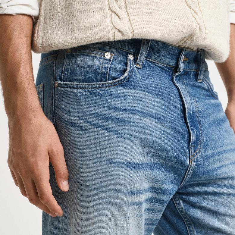 GANT Erkek Mavi Straight Fit Pantolon