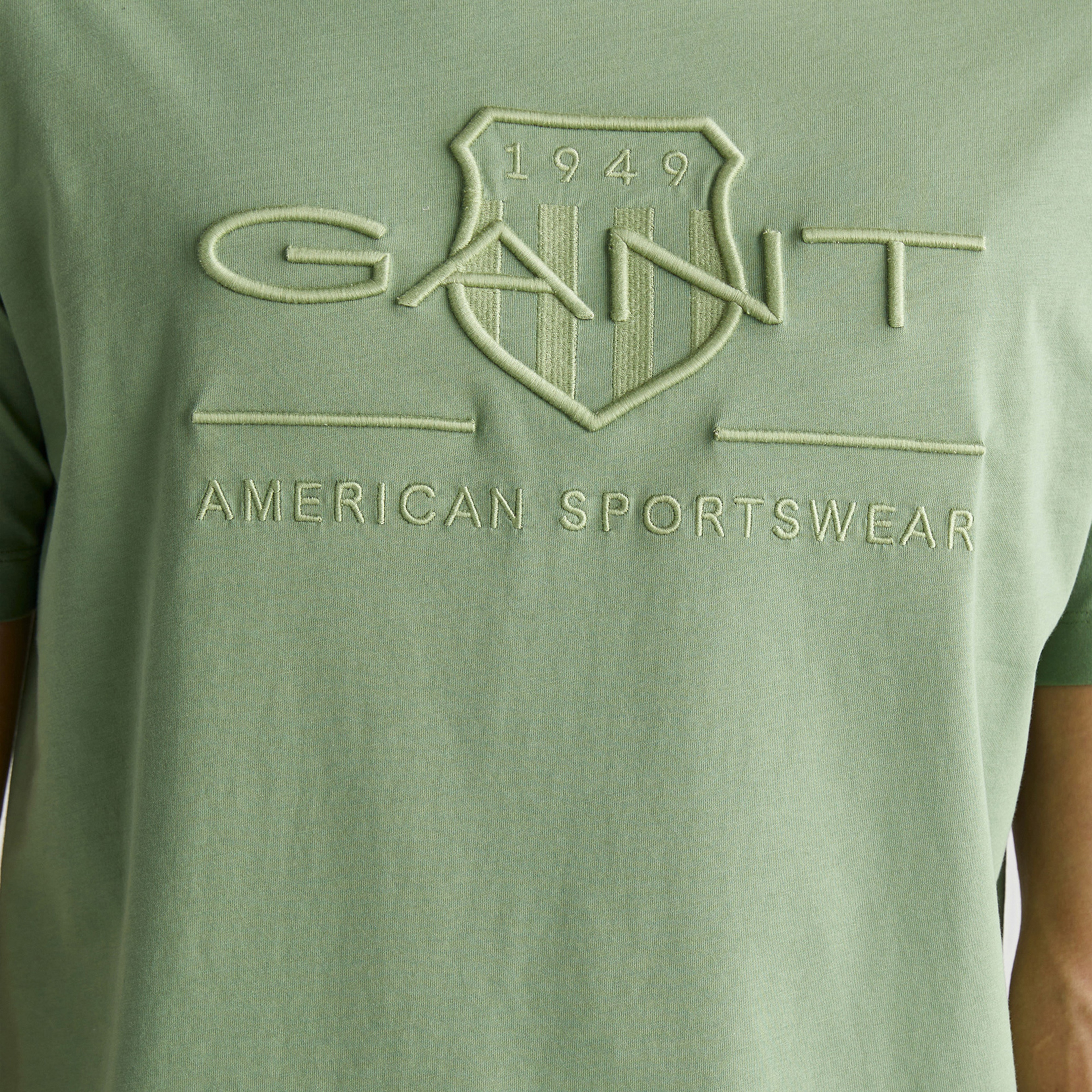 GANT Erkek Yeşil Regular Fit Bisiklet Yaka T-shirt