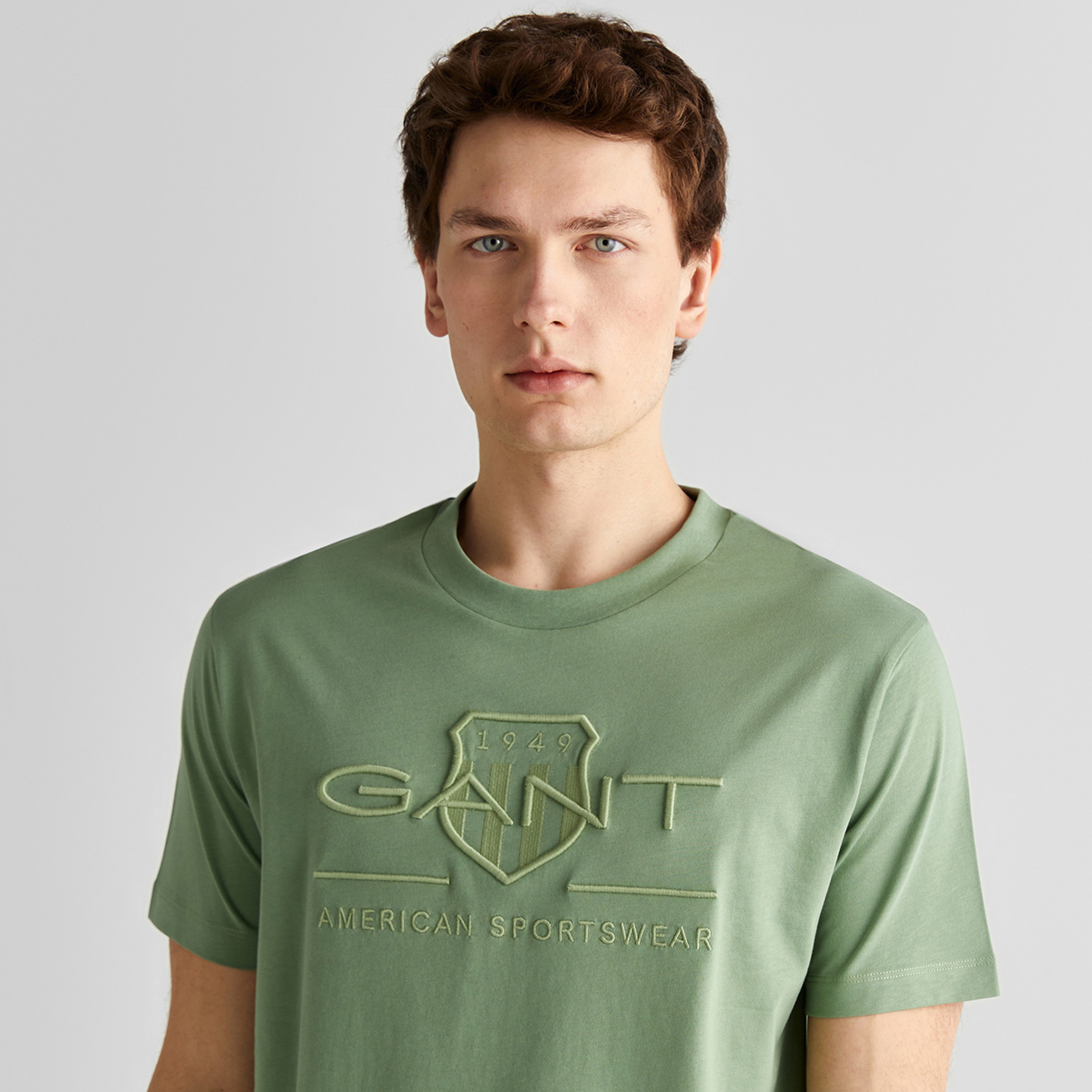 GANT Erkek Yeşil Regular Fit Bisiklet Yaka T-shirt