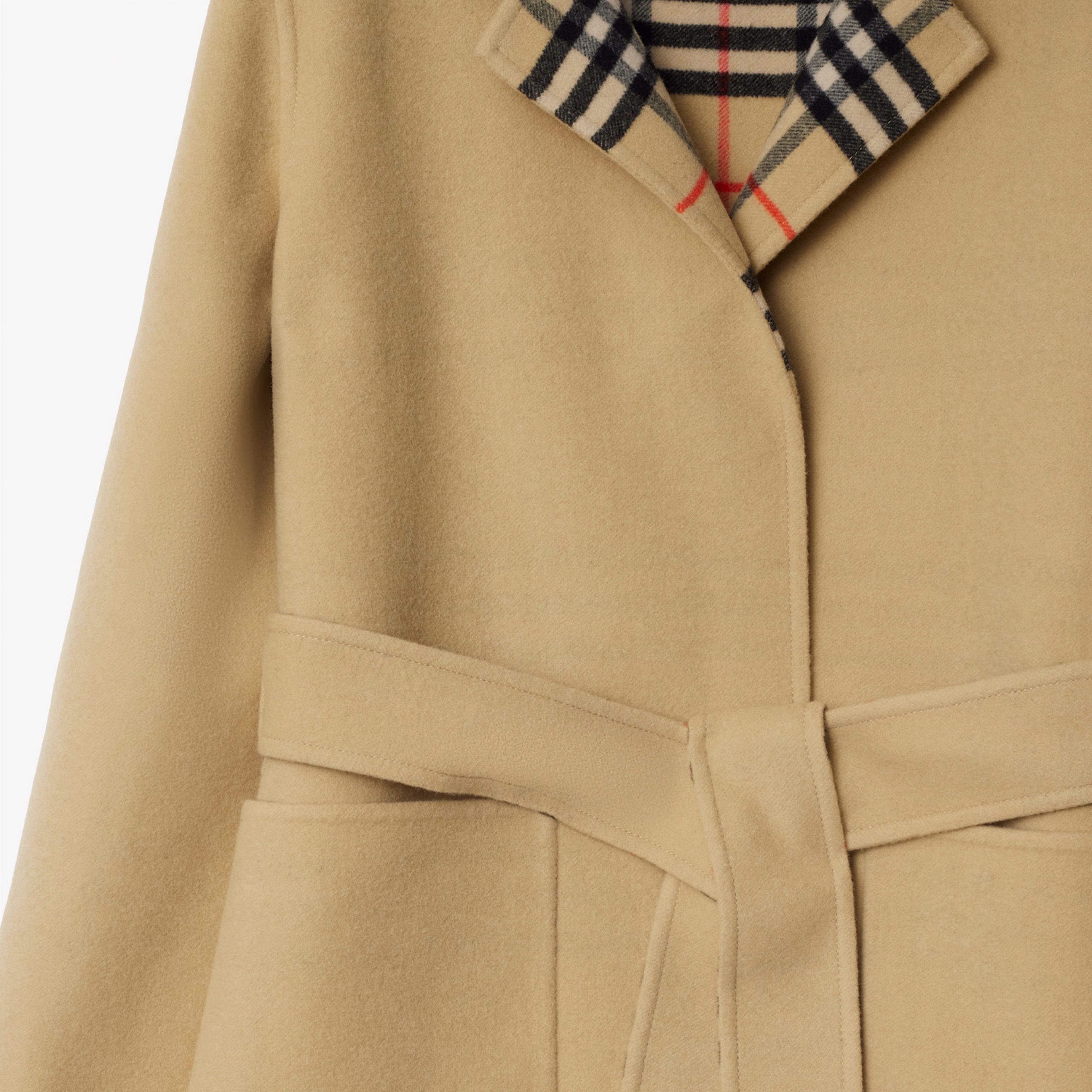 Burberry Mid-length Reversible Check Yün Kadın Bej Mont