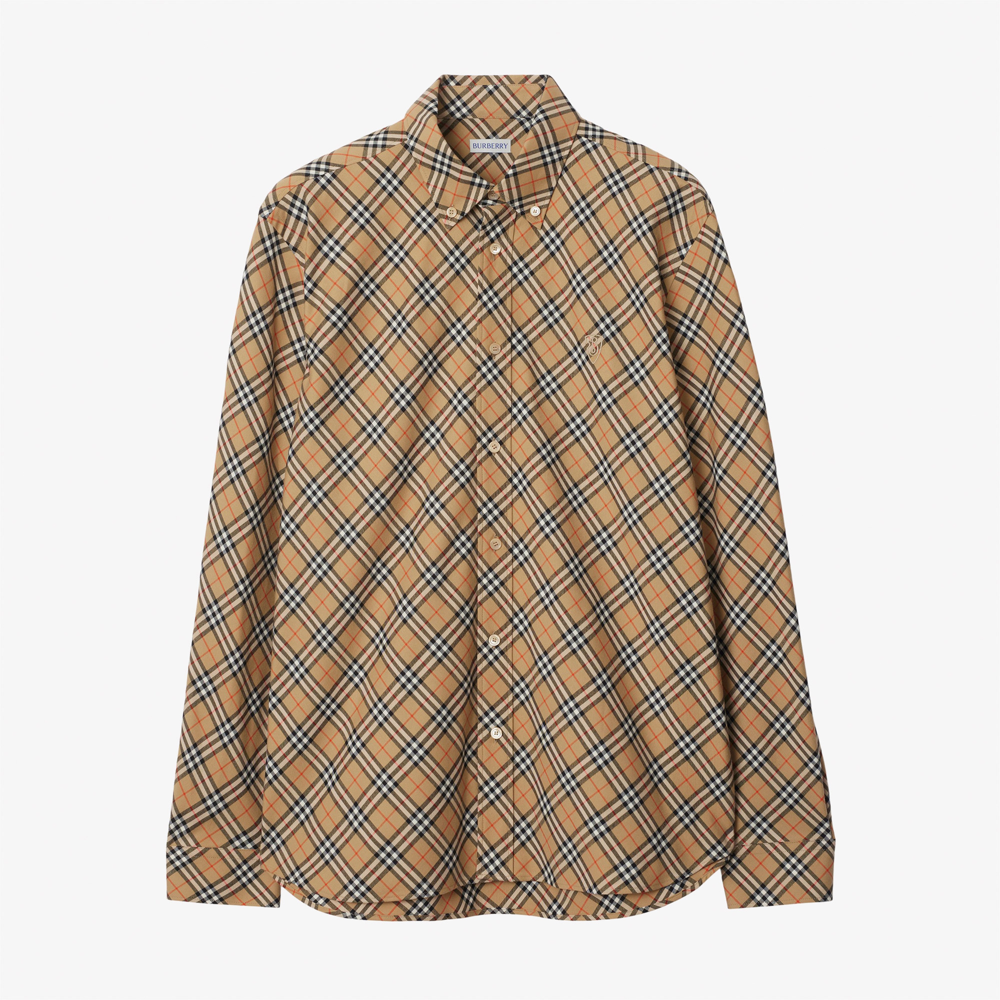 Burberry Check Pamuklu Erkek Bej Gömlek