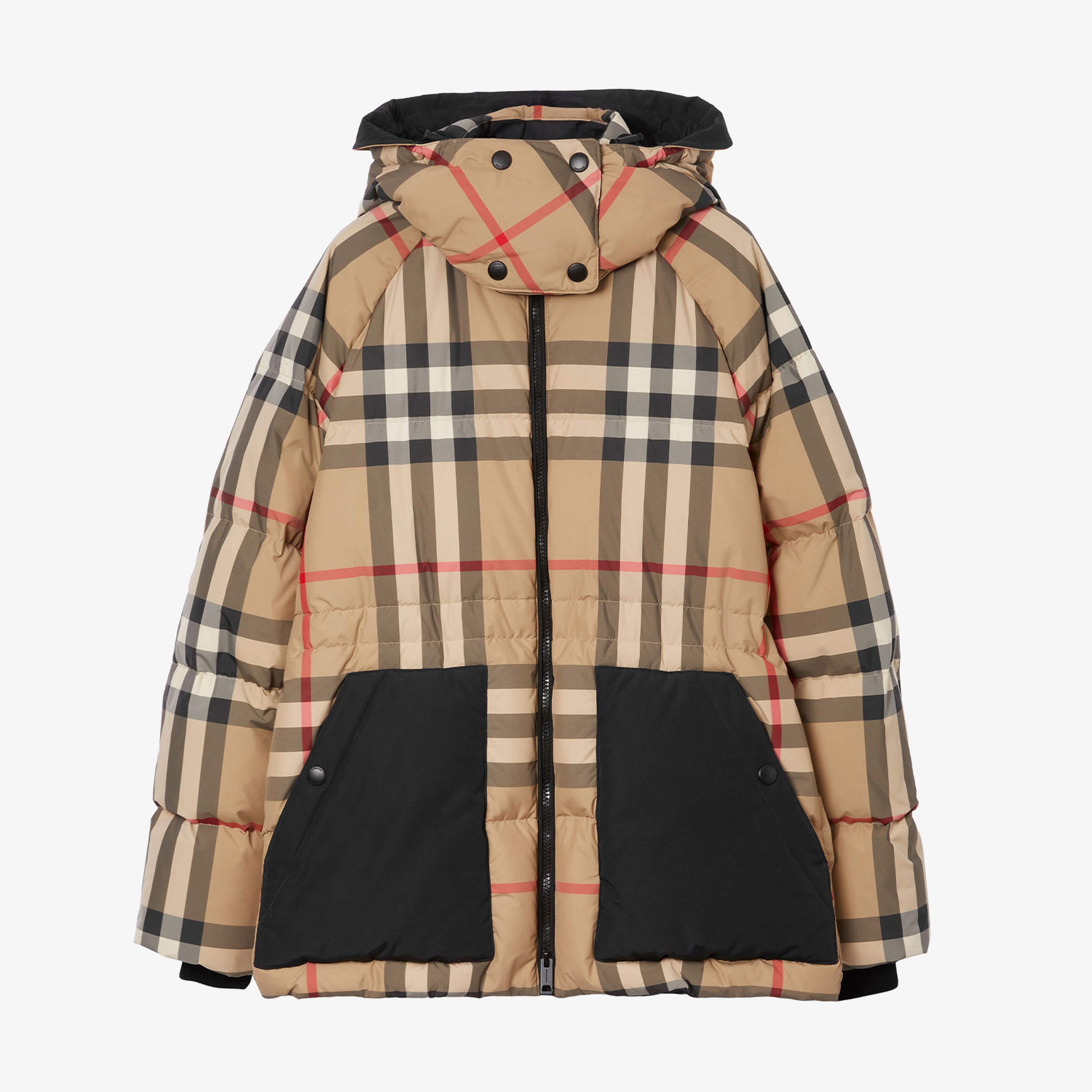 Burberry Check Puffer Kadın Bej Mont