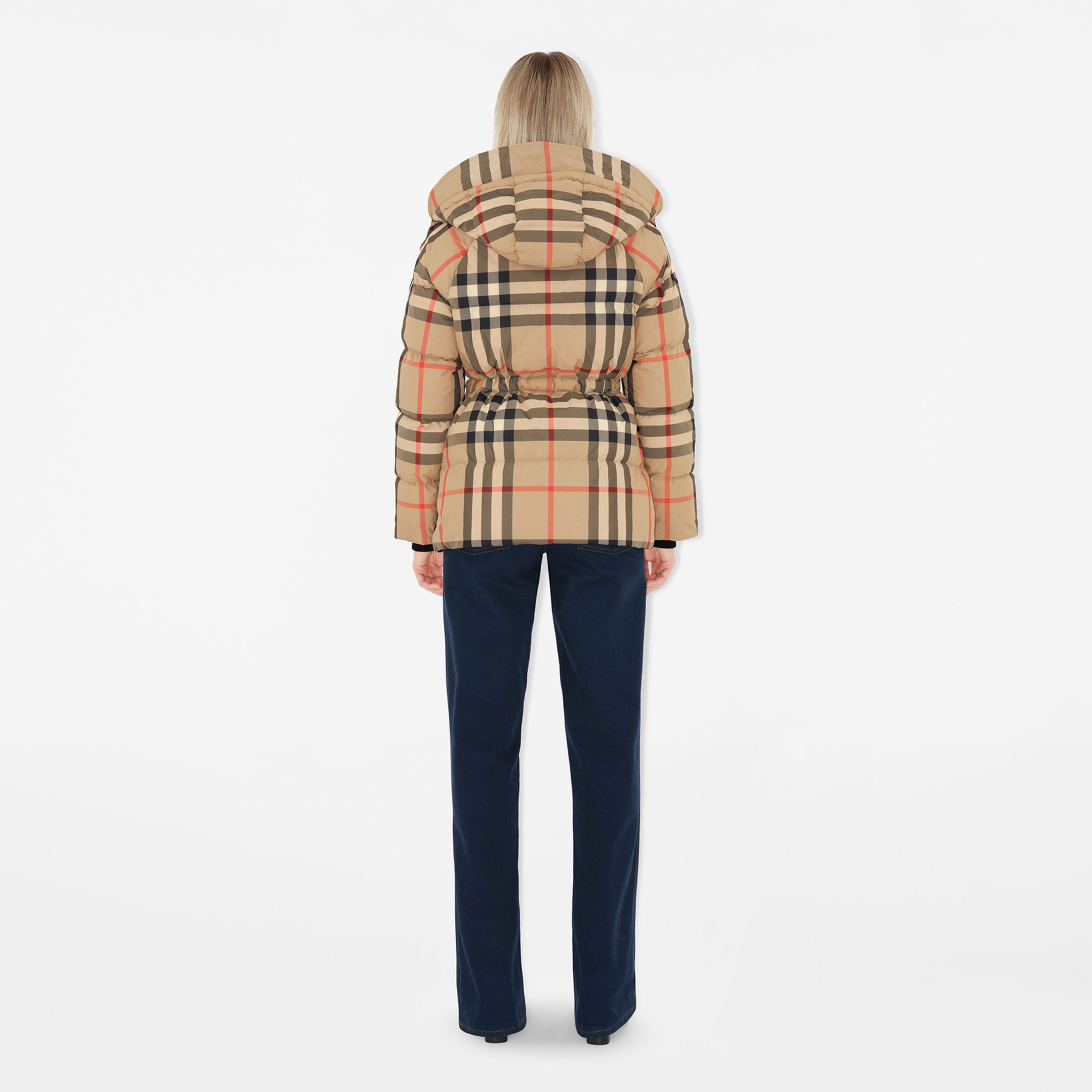 Burberry Check Puffer Kadın Bej Mont