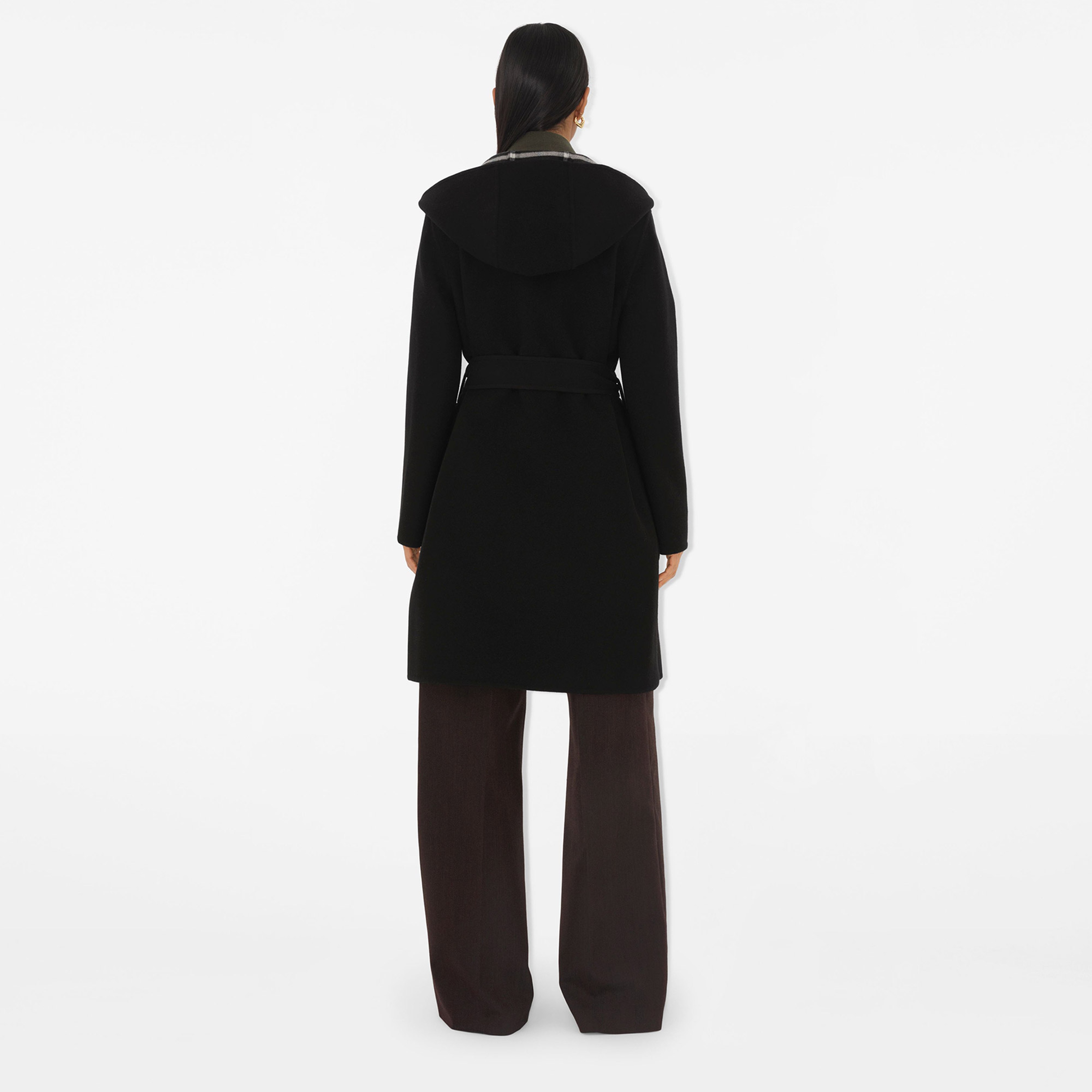 Burberry Mid-length Reversible Check Yün Kadın Siyah Mont