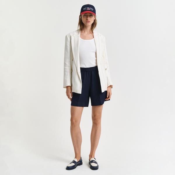 GANT Kadın Lacivert Relaxed Fit Keten Şort