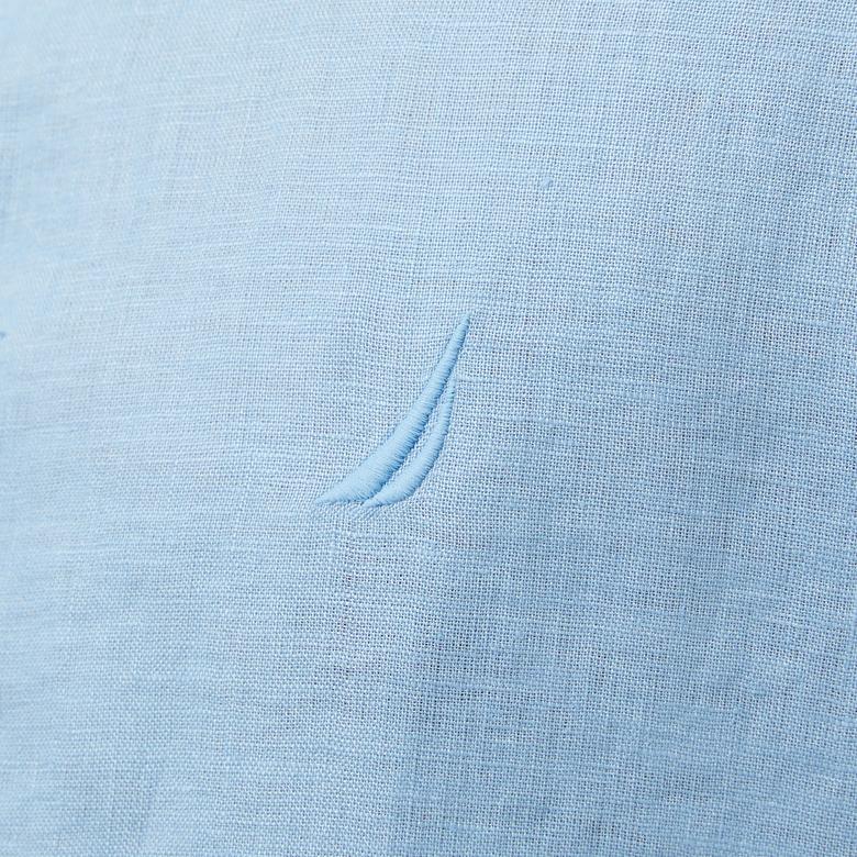 Nautica Erkek Mavi Classic Fit Keten Gömlek