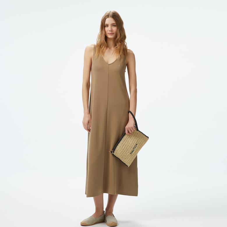 Nautica Kadın Yeşil V Yaka Kolsuz Elbise