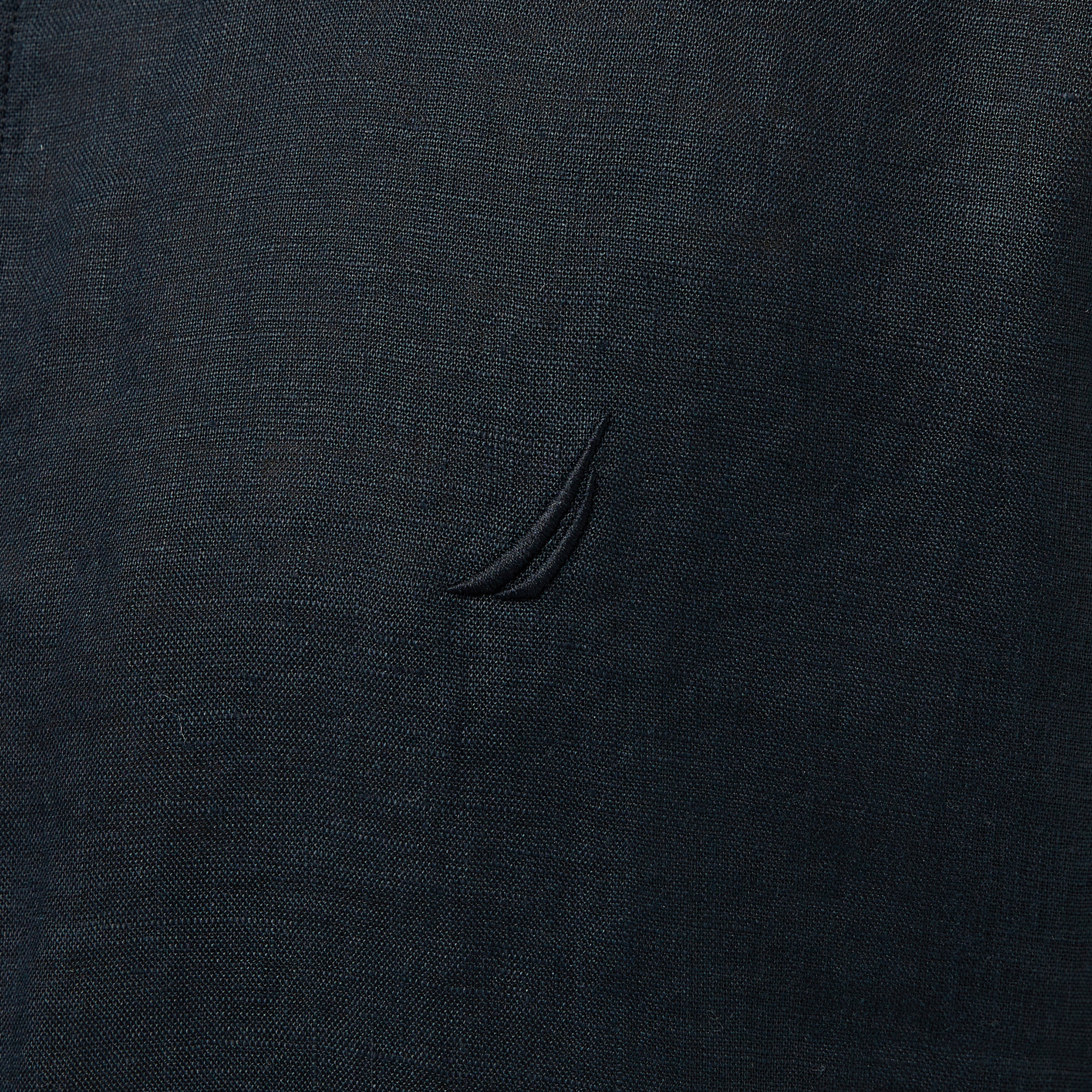 Nautica Erkek Siyah Classic Fit Keten Gömlek