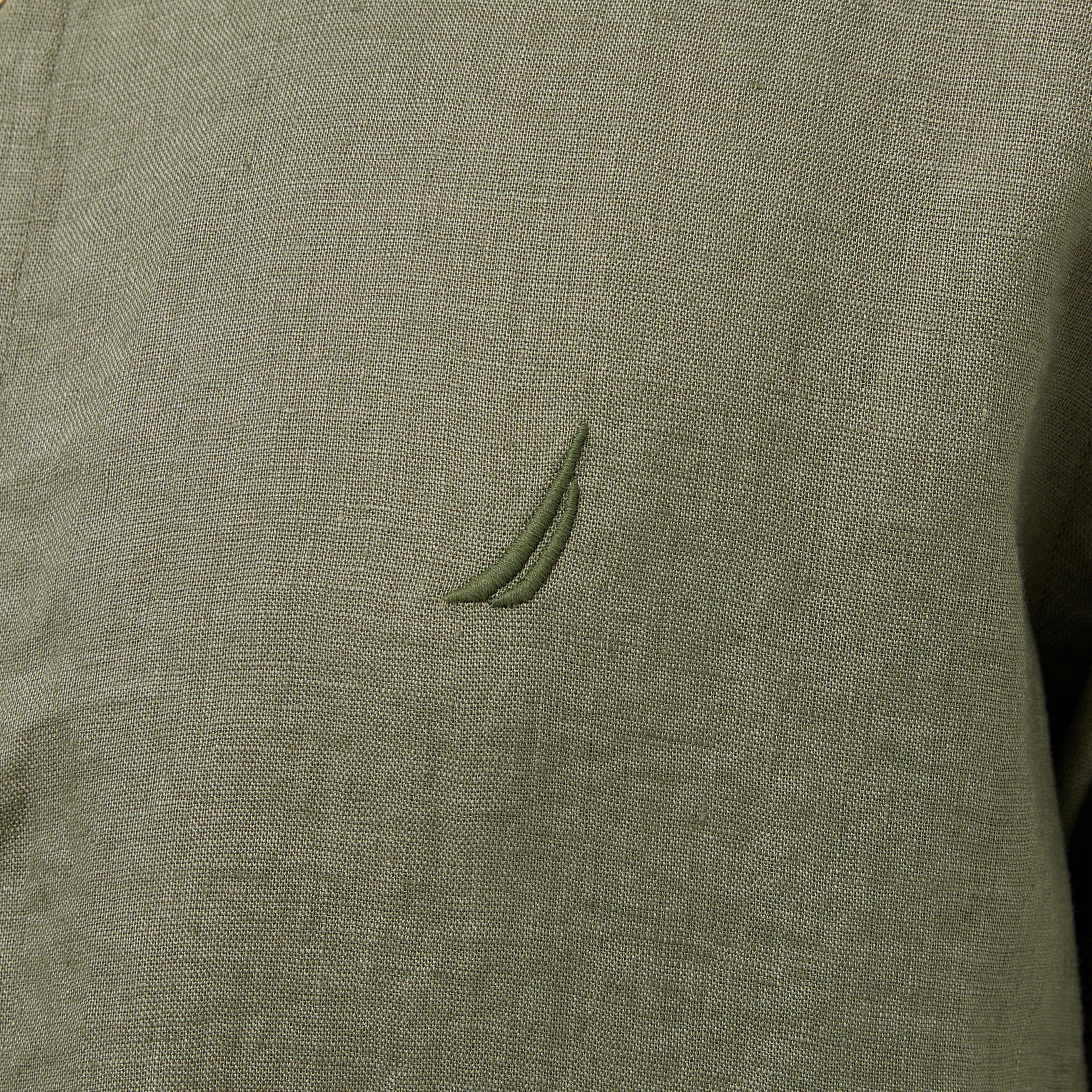 Nautica Erkek Haki Classic Fit Keten Gömlek