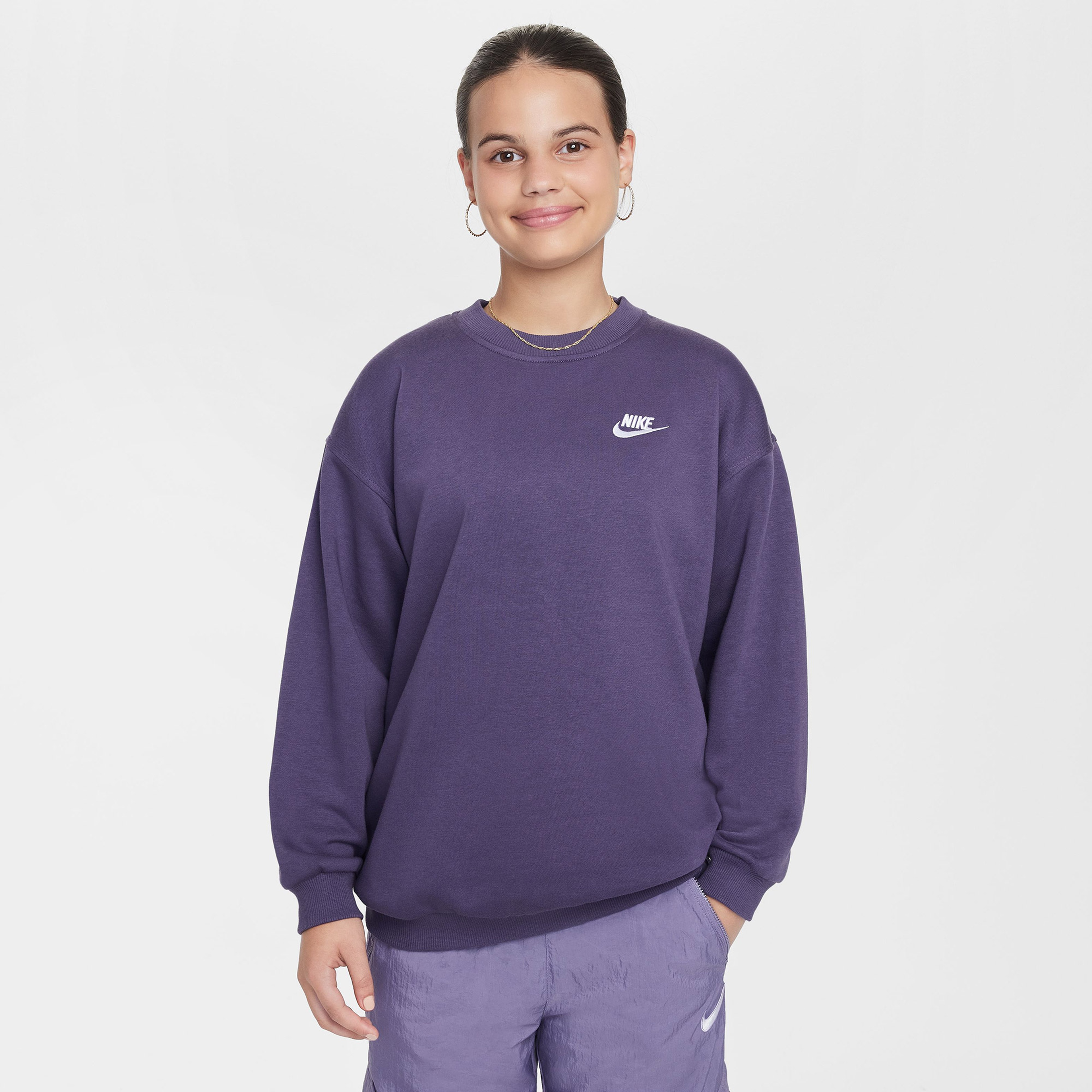 Nike Sportswear Club Fleece Çocuk Mor Uzun Kollu T-Shirt