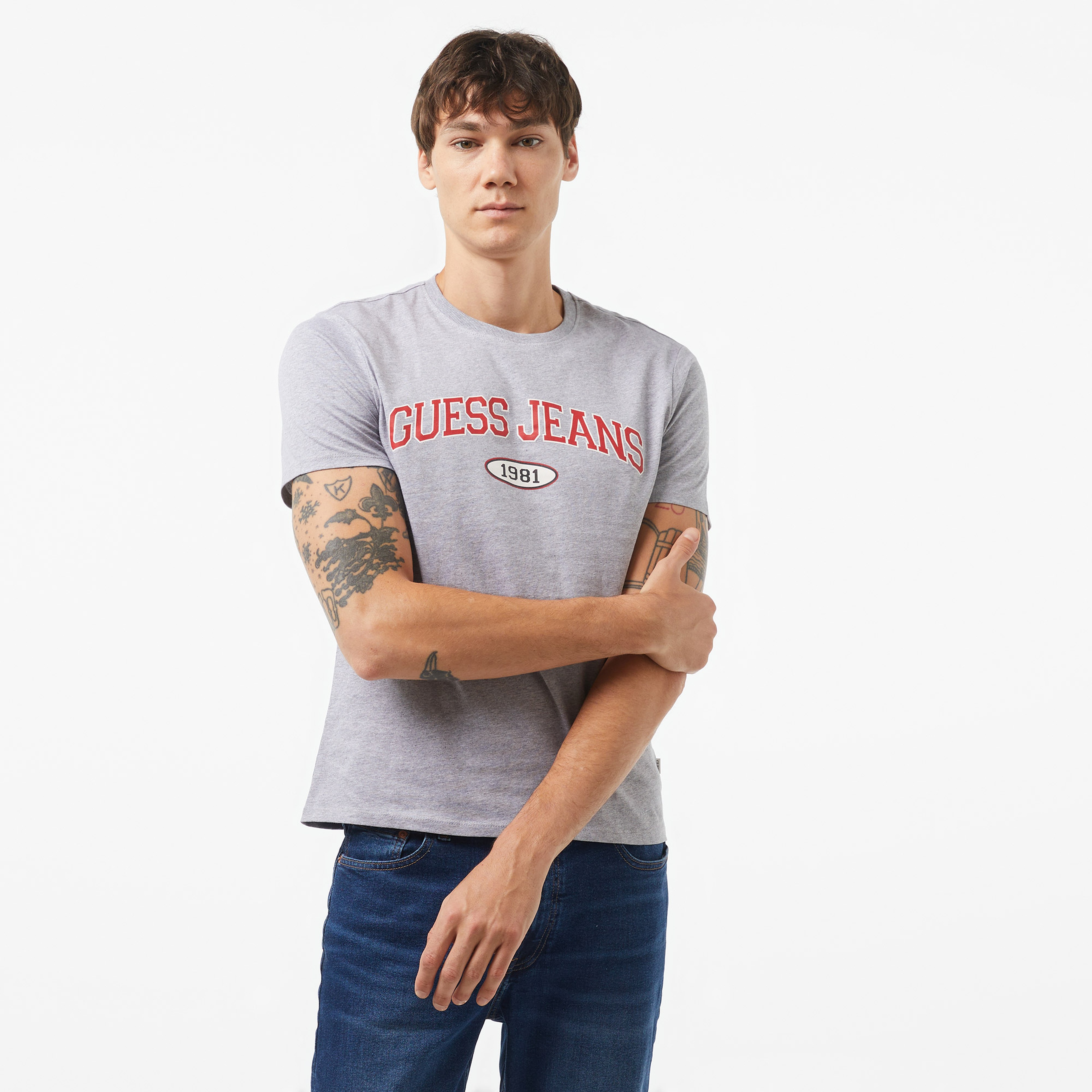 Guess Slim Guess Organic Cotton 160Gsm Erkek Mavi T-Shirt