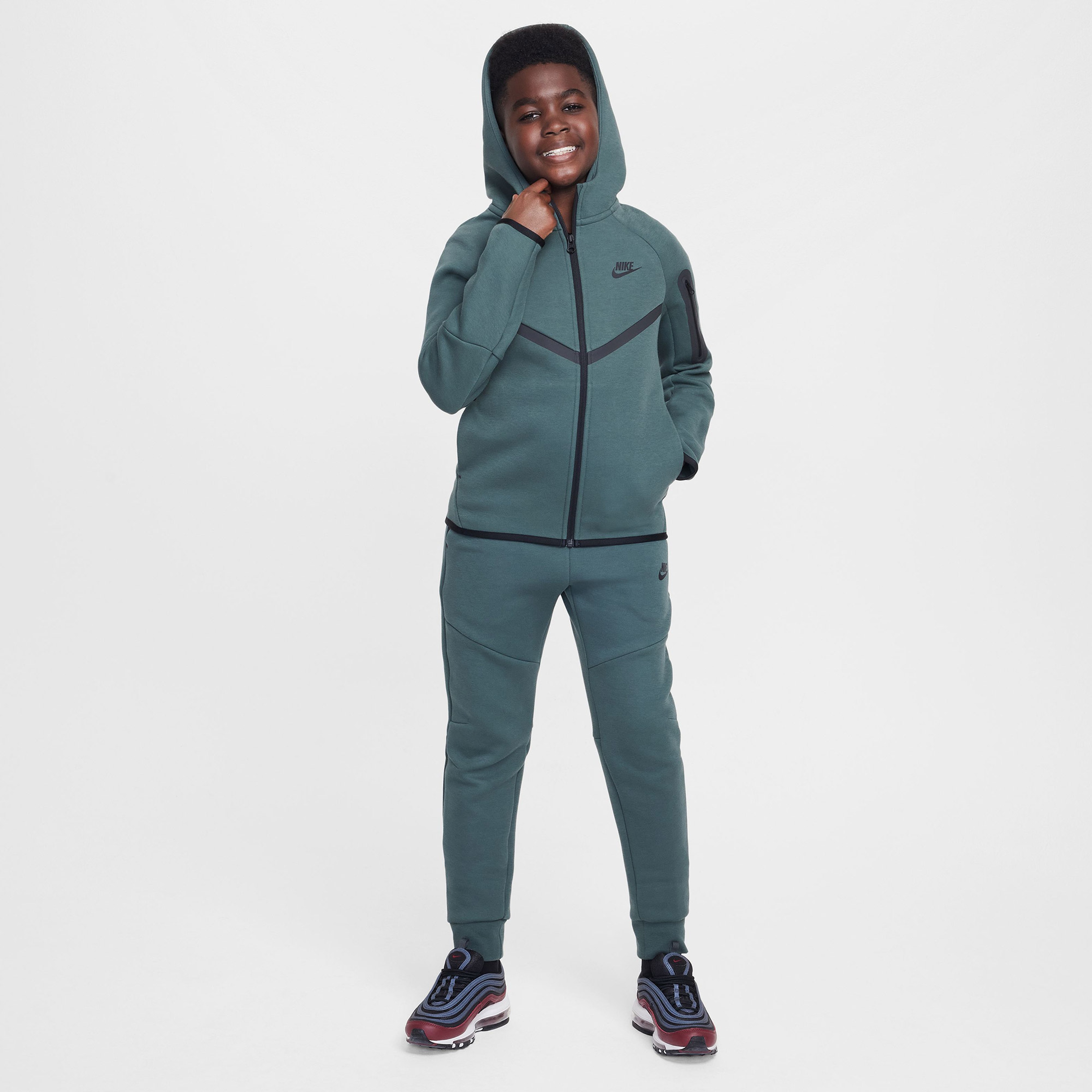Nike Sportswear Tech Fleece Full Zip Çocuk Yeşil Hoodie