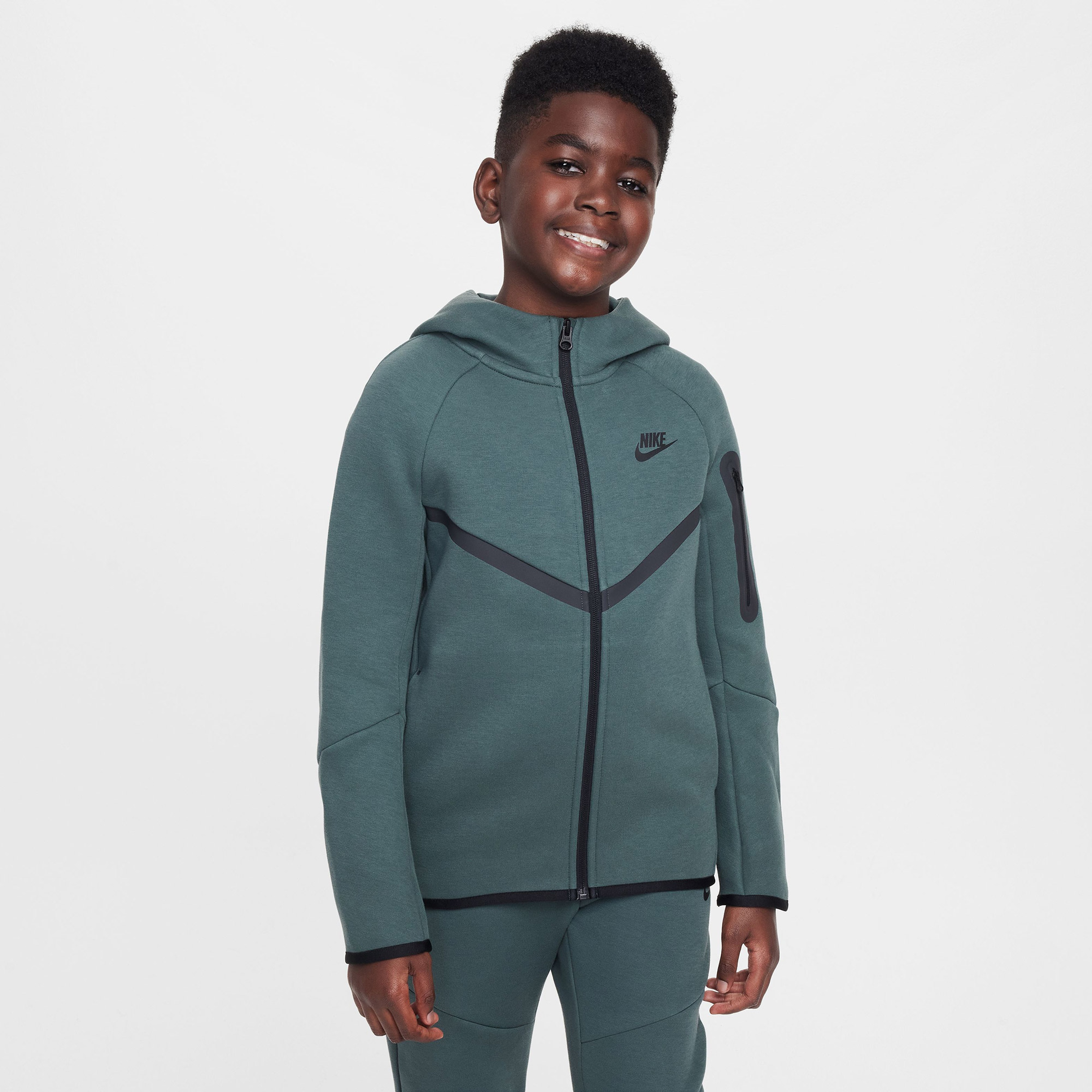 Nike Sportswear Tech Fleece Full Zip Çocuk Yeşil Hoodie