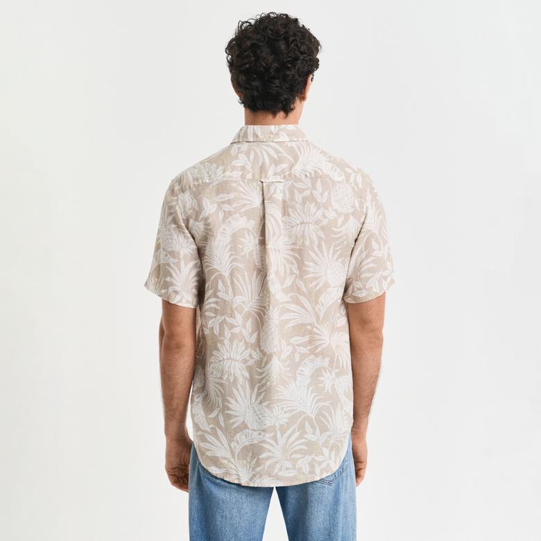 GANT Erkek Bej Regular Fit Düğmeli Yaka Desenli Gömlek