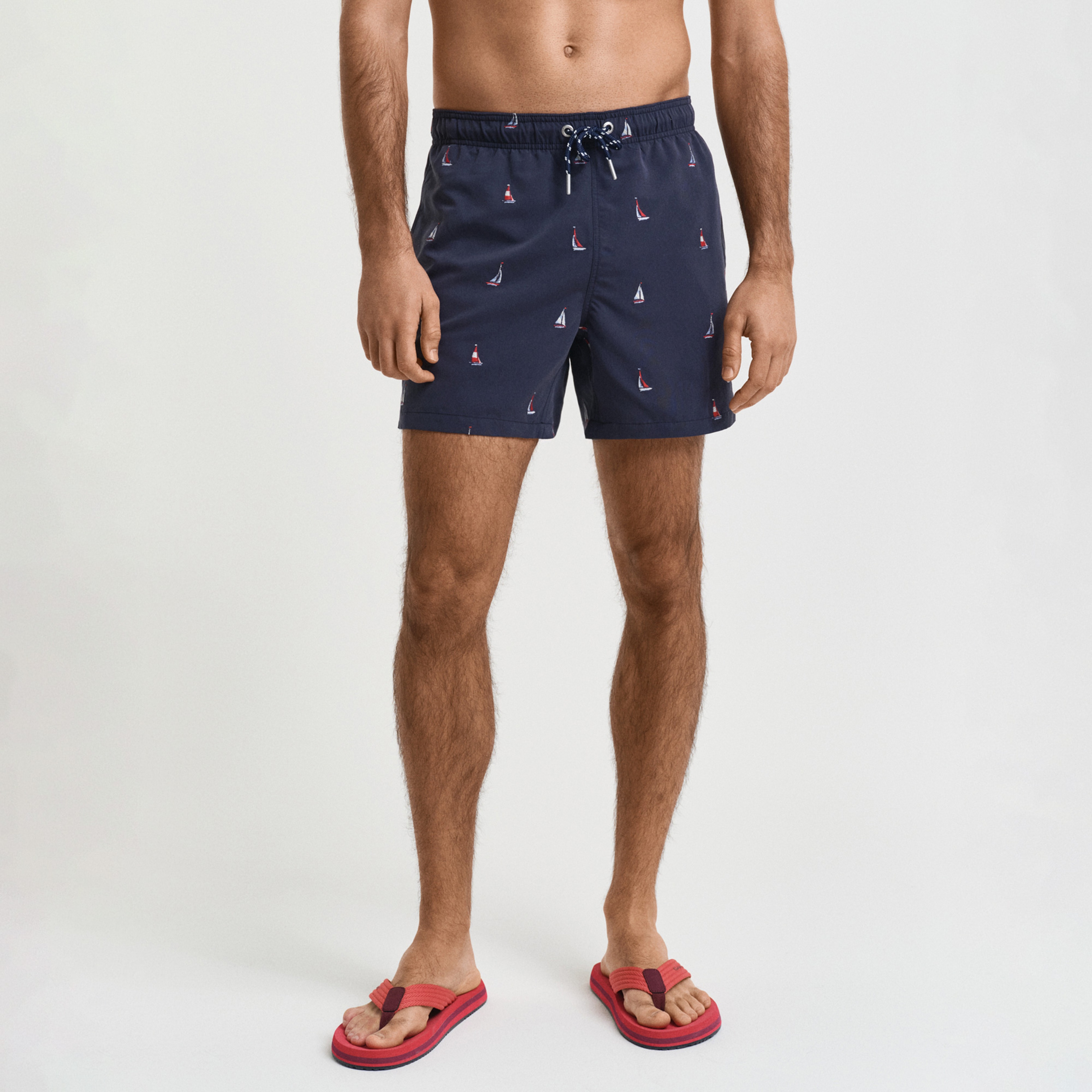 GANT Erkek Lacivert Regular Fit Desenli Mayo Şort