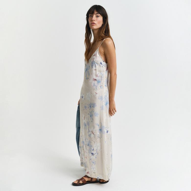 GANT Kadın Pembe Regular Fit V Yaka Desenli Elbise