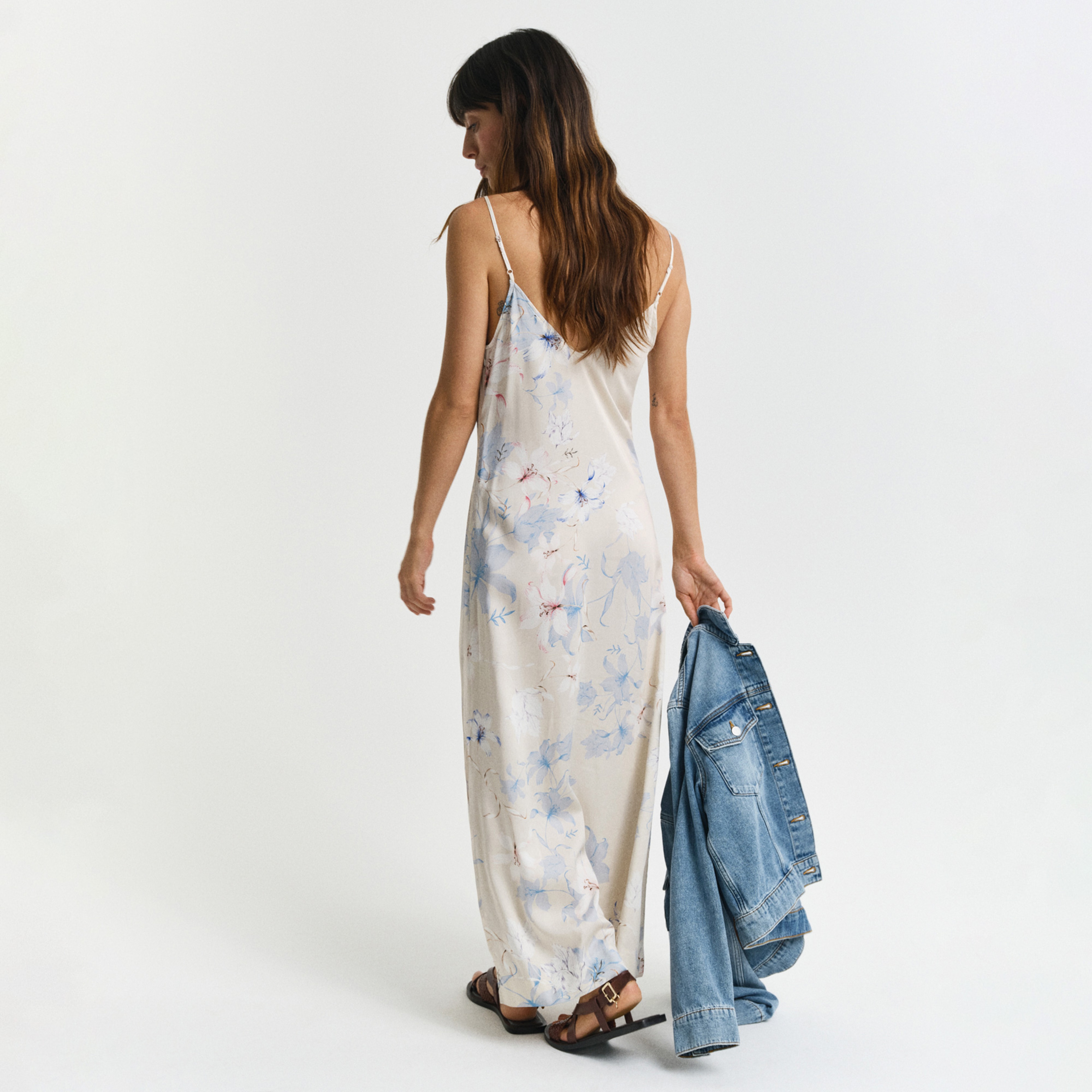 GANT Kadın Pembe Regular Fit V Yaka Desenli Elbise