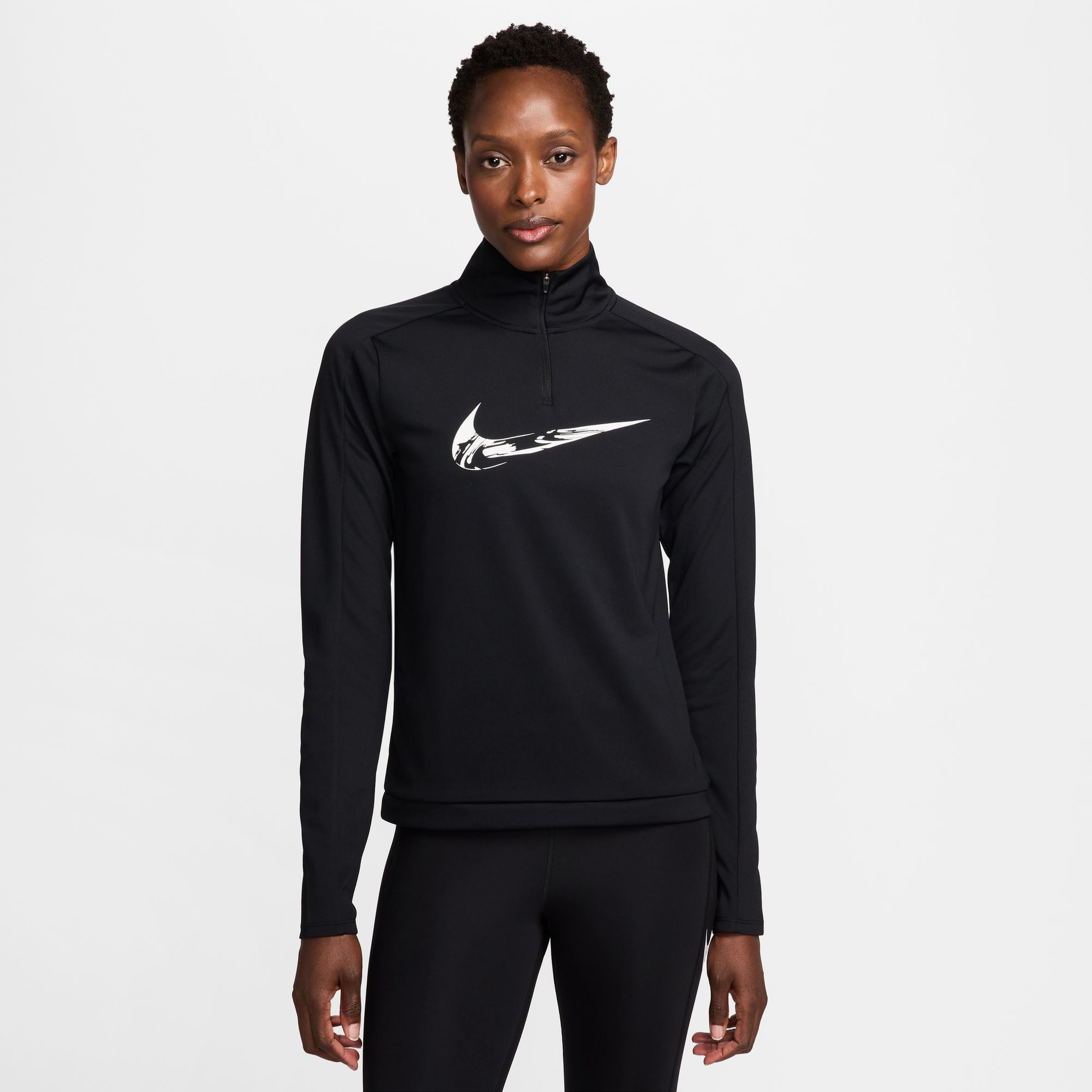 Nike Swoosh Dri Fit Kadın Siyah Antrenman Üstü