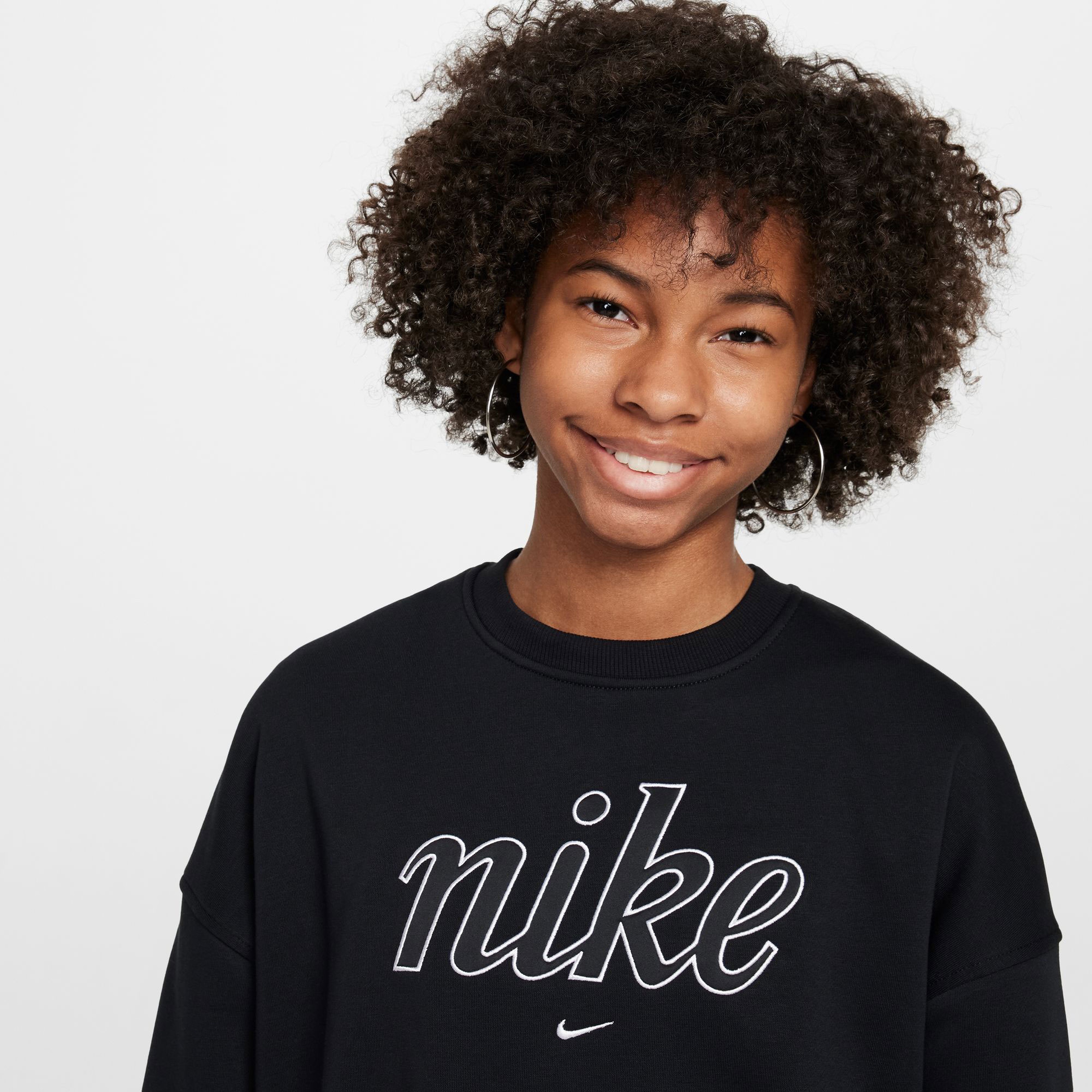 Nike Sportswear Fleece Boxy Çocuk Siyah Günlk Sweatshirt