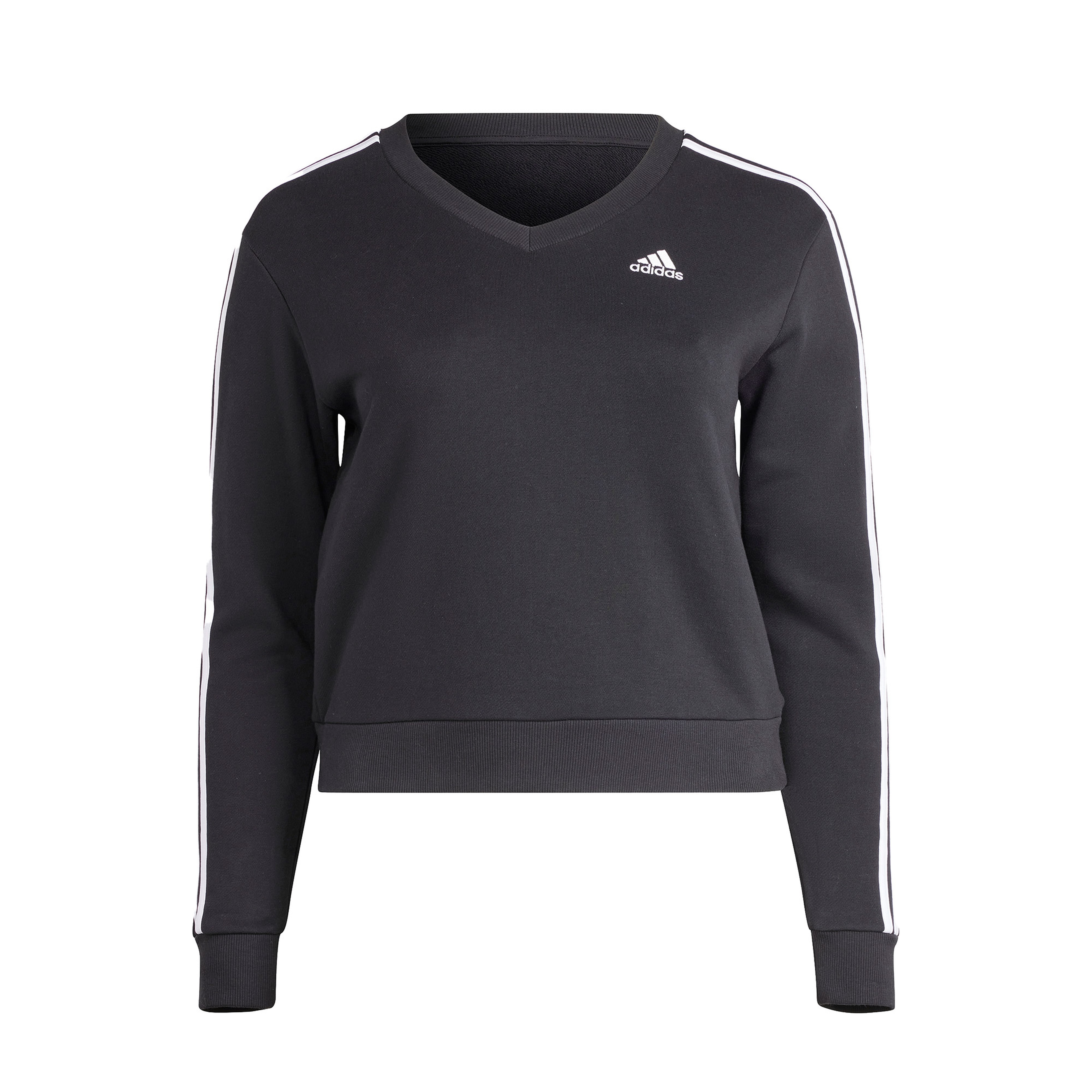 adidas Essentials 3 Stripes V-Neck Kadın Siyah Günlük Sweatshirt