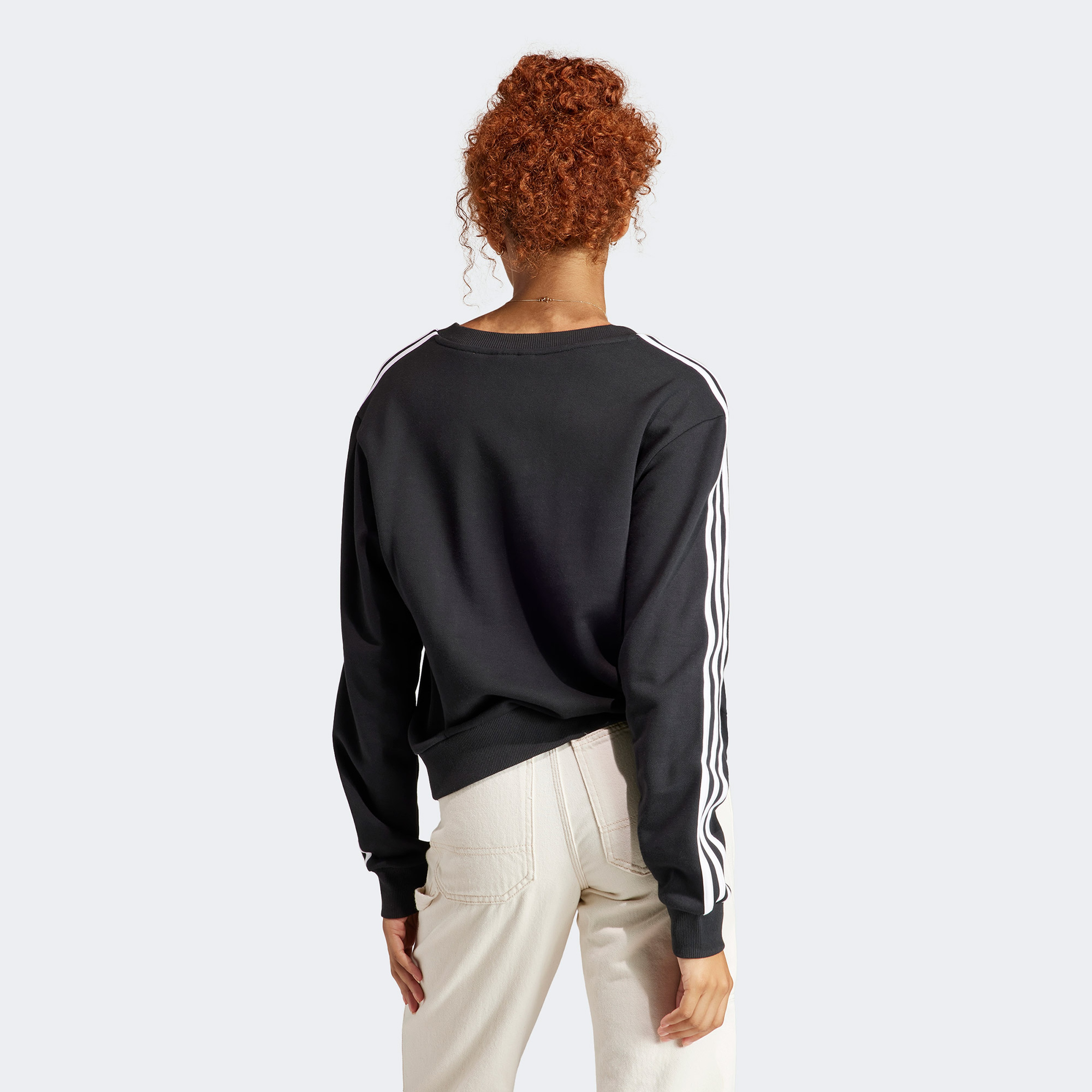 adidas Essentials 3 Stripes V-Neck Kadın Siyah Günlük Sweatshirt