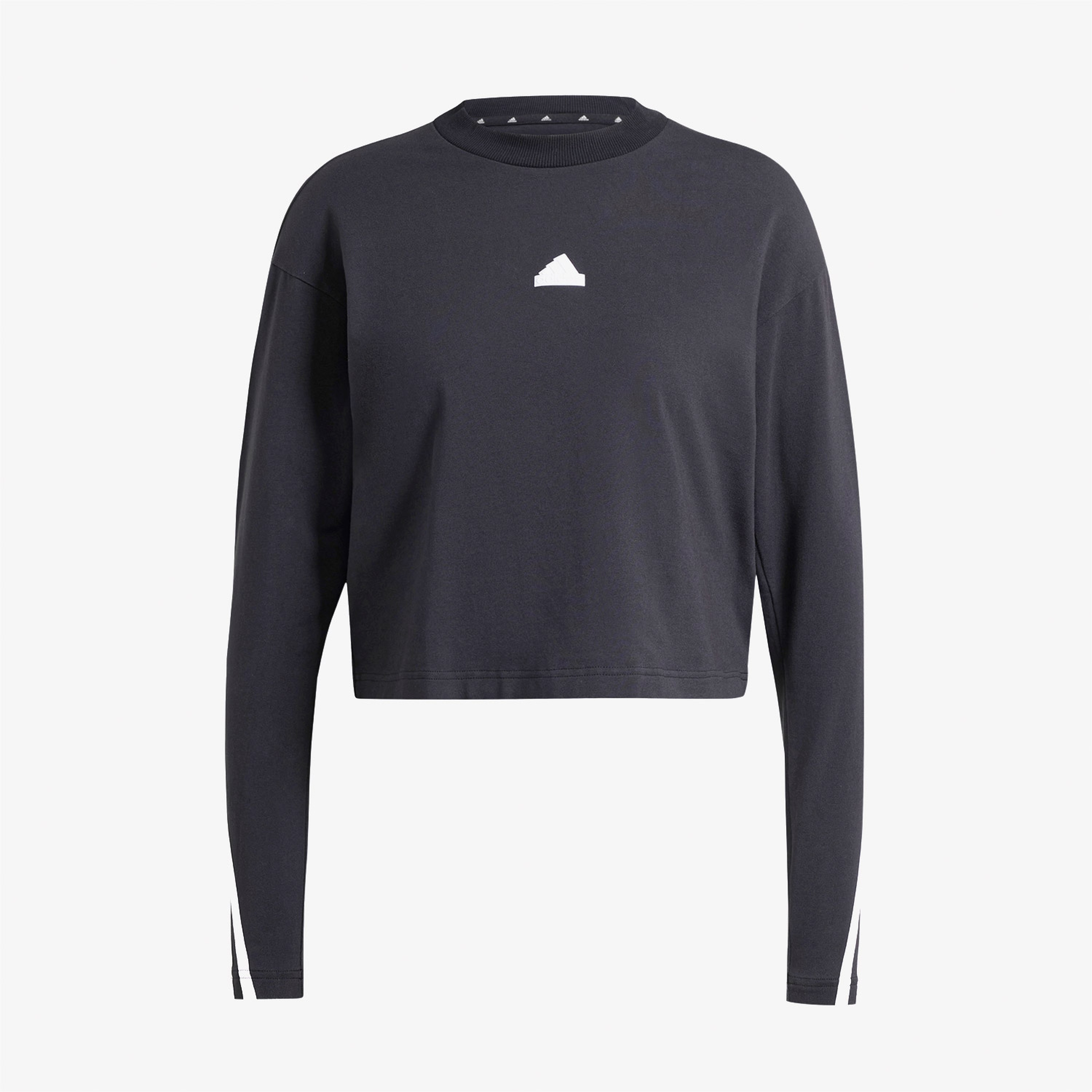 adidas Future Icons 3 Stripes Long Sleeve Kadın Siyah Günlük T-Shirt