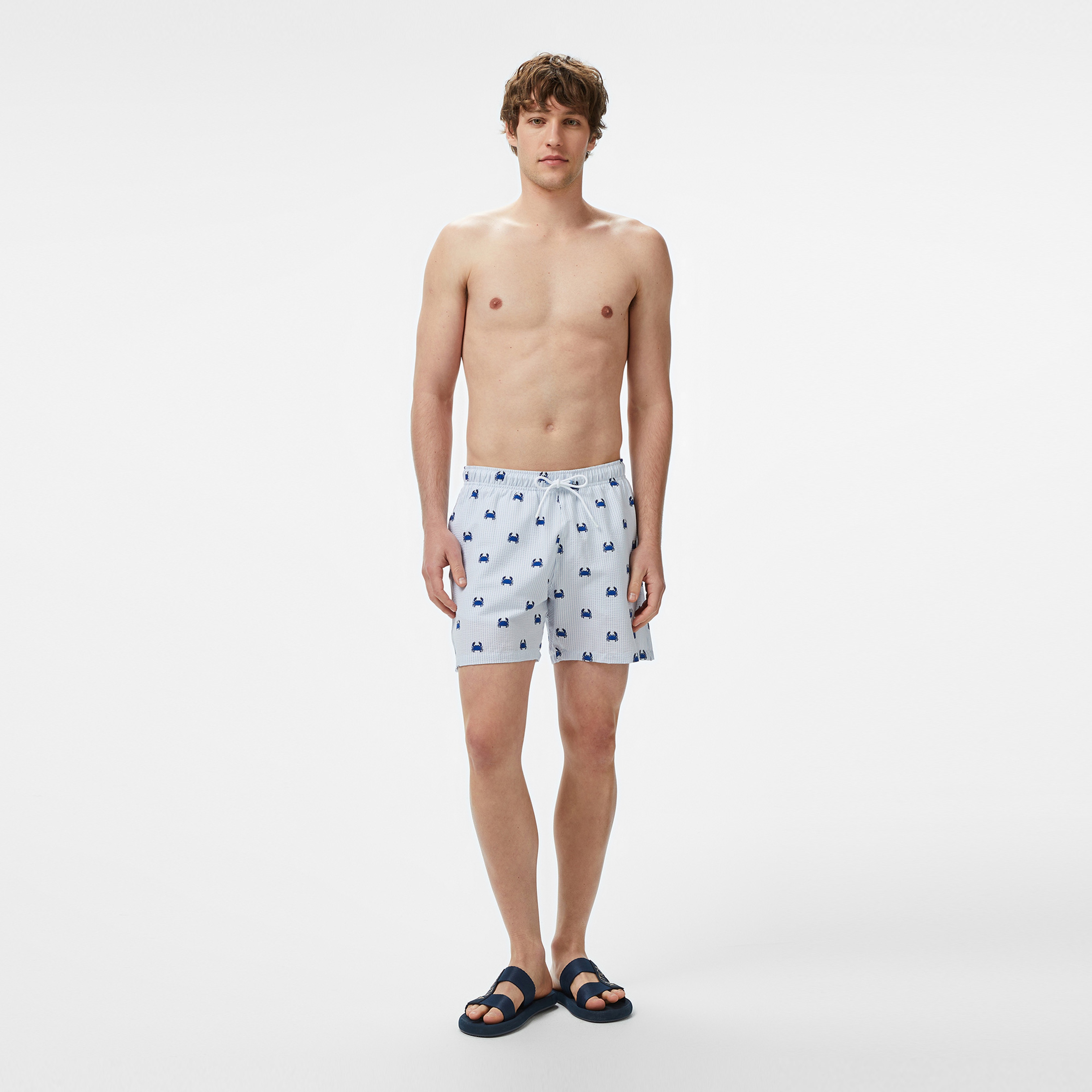 Nautica Erkek Lacivert Regular Fit Çizgili Deniz Şortu