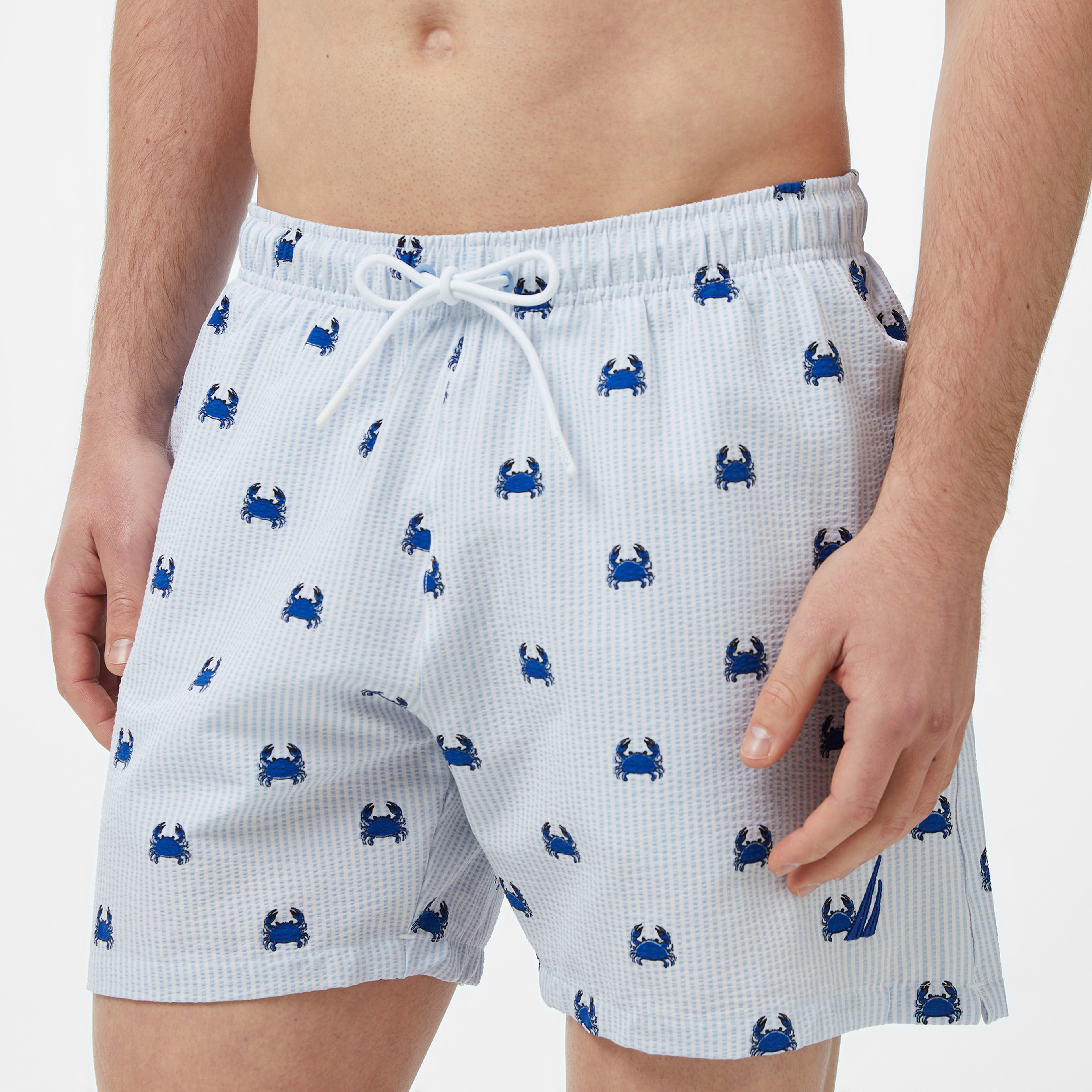 Nautica Erkek Lacivert Regular Fit Çizgili Deniz Şortu