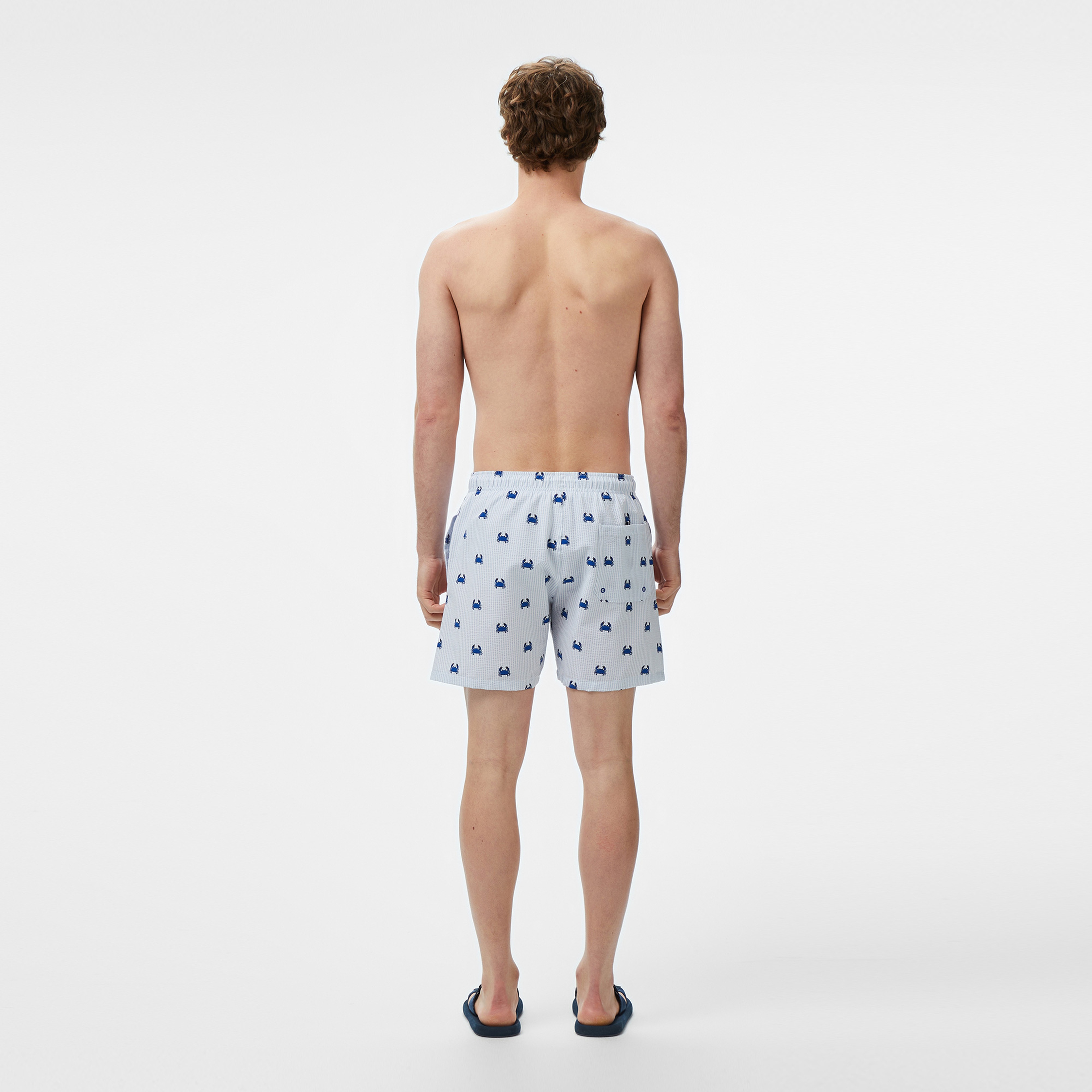 Nautica Erkek Lacivert Regular Fit Çizgili Deniz Şortu