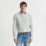 GANT Erkek Yeşil Regular Fit Düğmeli Yaka Çizgili Gömlek