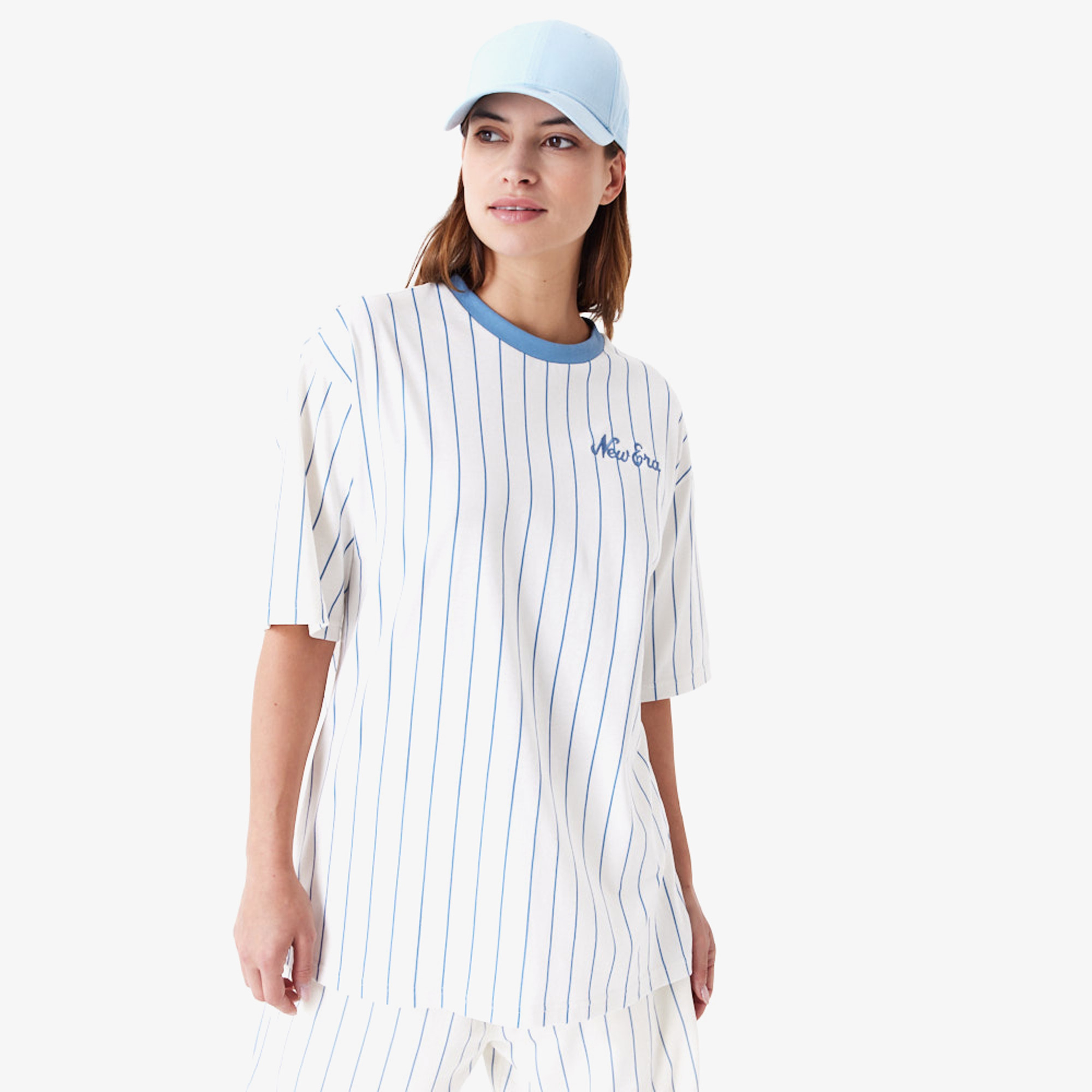 New Era Ne Pinstripe Os Erkek Beyaz Tshırt