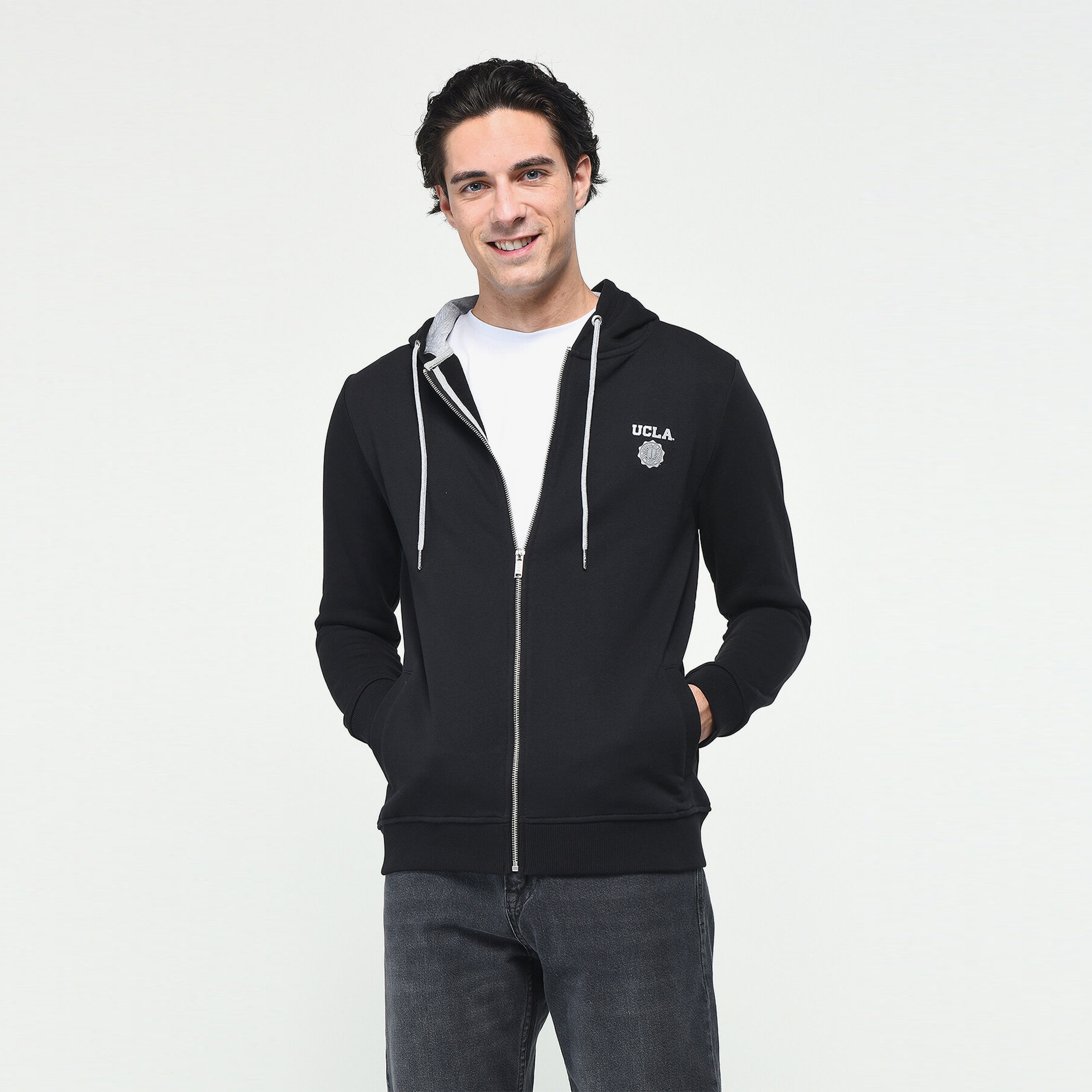 Ucla Hilgard Erkek Siyah Fermuarlı Sweatshirt