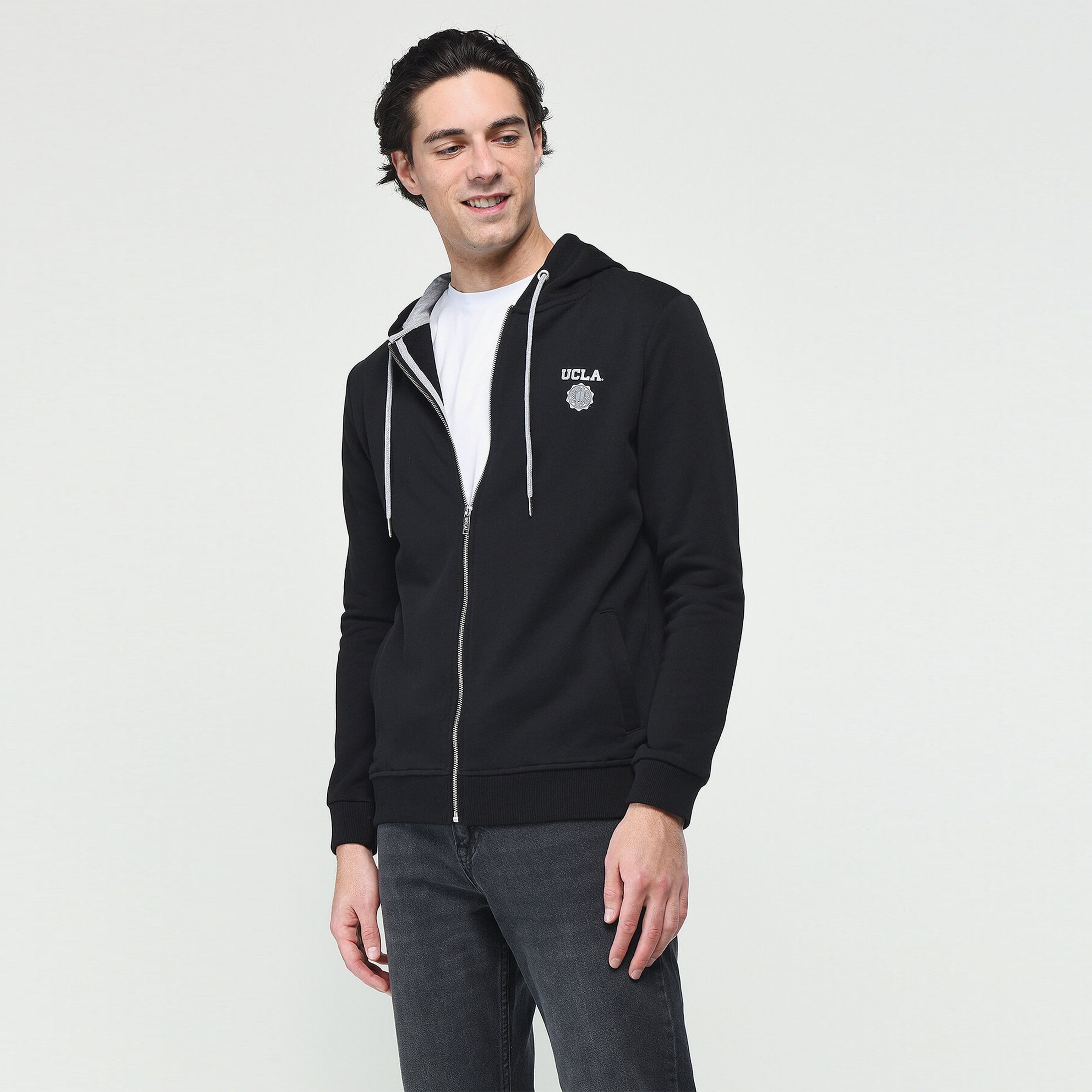 Ucla Hilgard Erkek Siyah Fermuarlı Sweatshirt