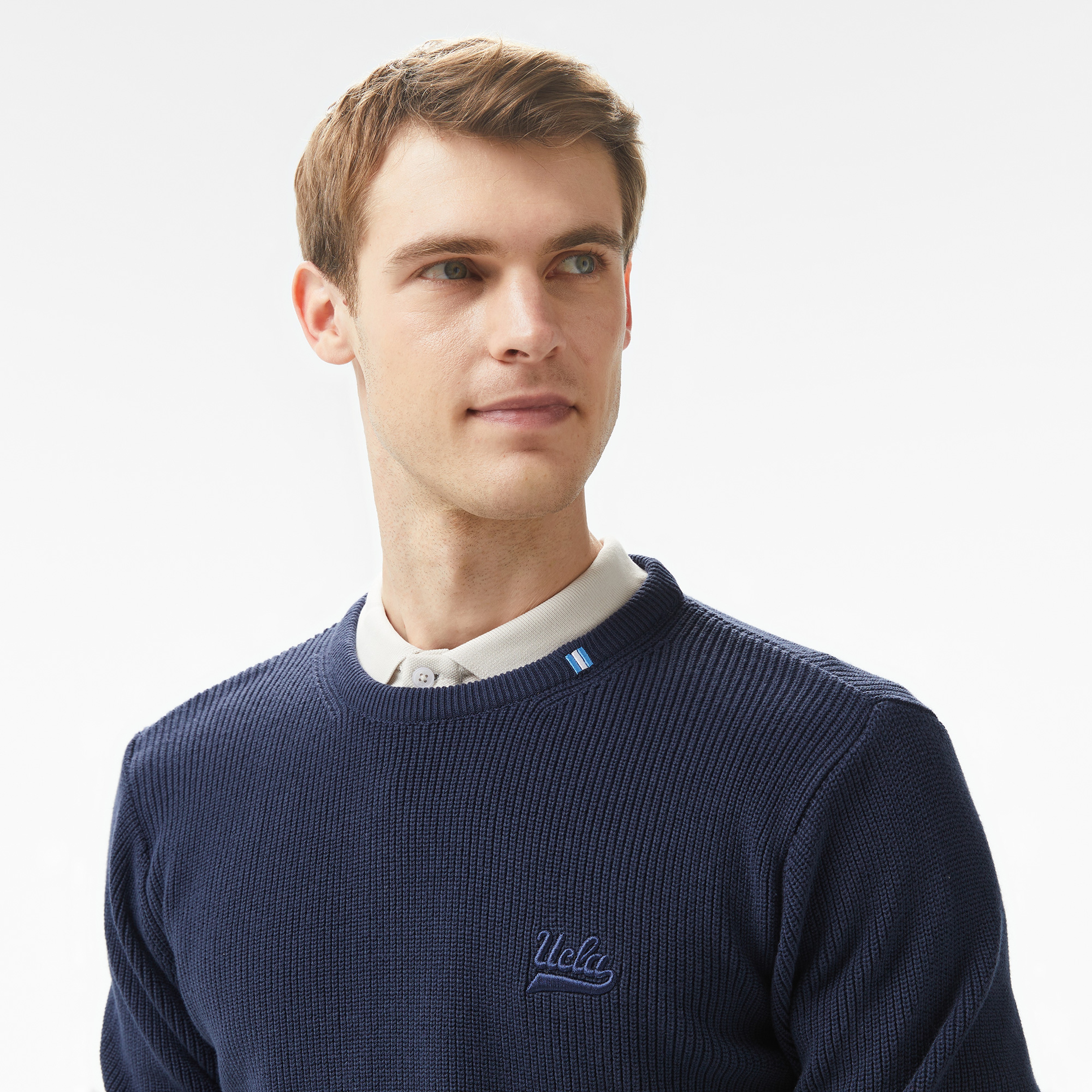 Ucla Emory Nakışlı Erkek Lacivert Bisiklet Yaka Triko