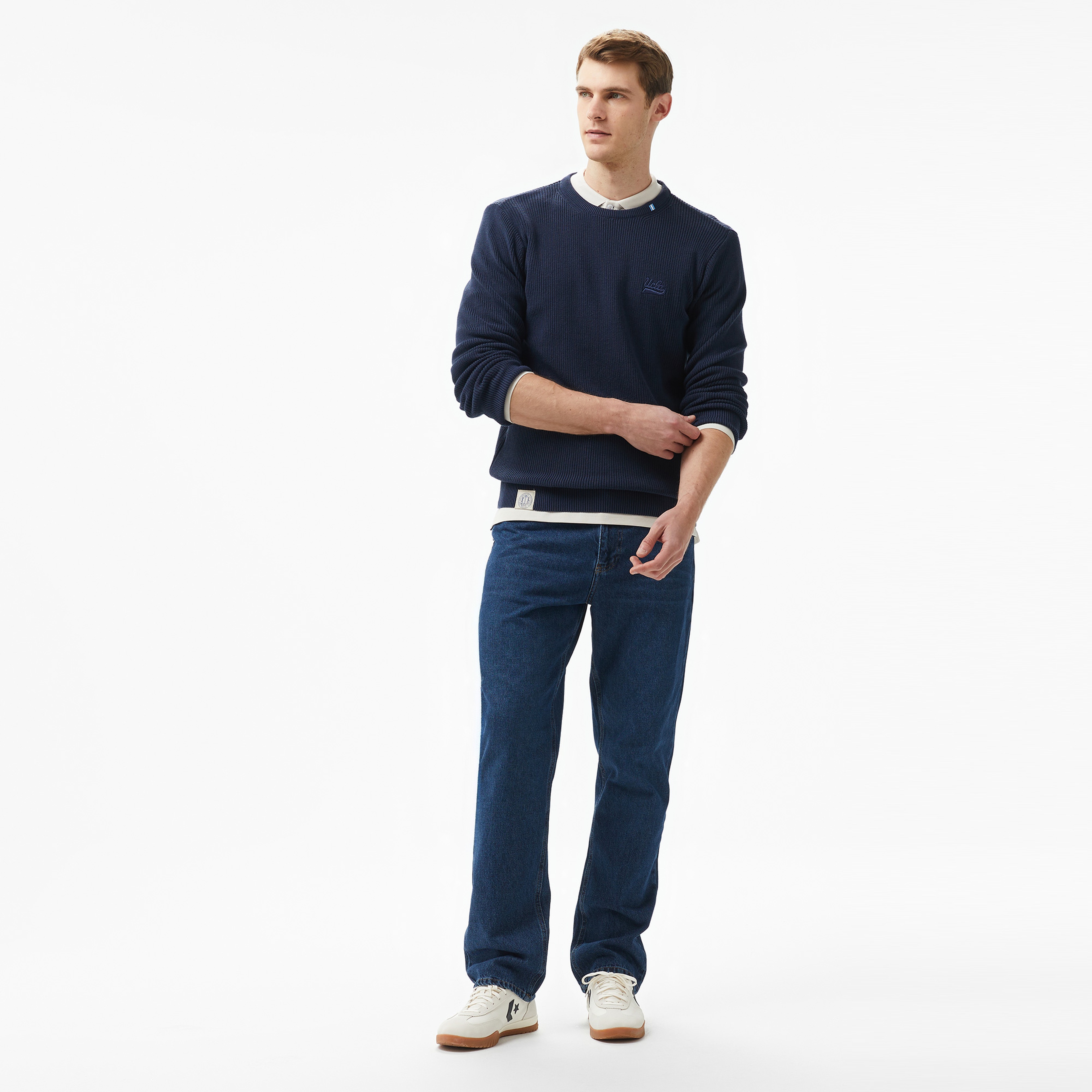 Ucla Emory Nakışlı Erkek Lacivert Bisiklet Yaka Triko