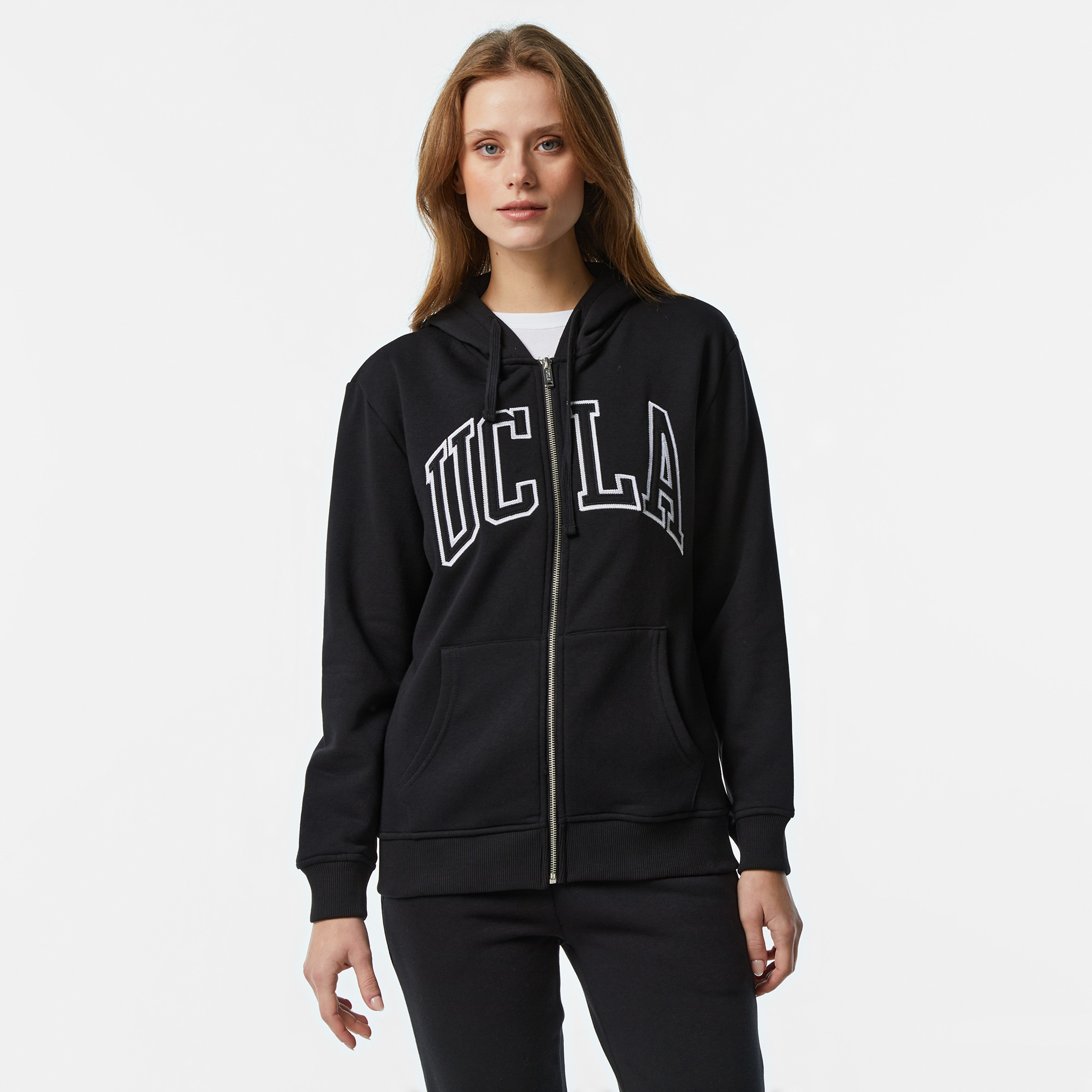 Ucla Joyce Aplikeli Kadın Siyah Hoodie