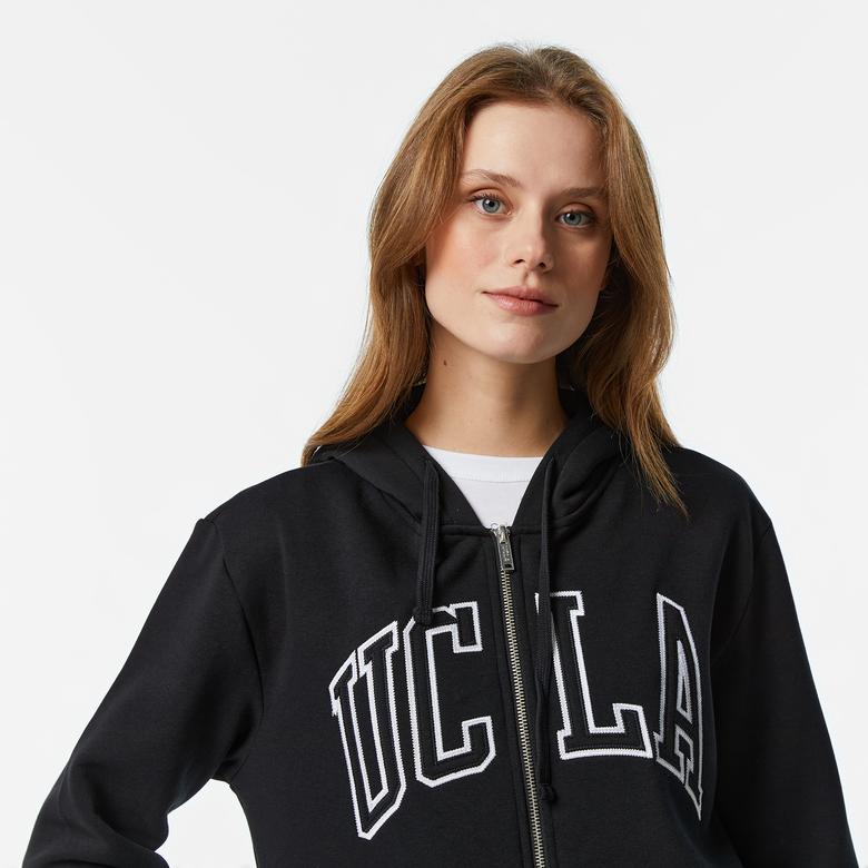 Ucla Joyce Aplikeli Kadın Siyah Hoodie