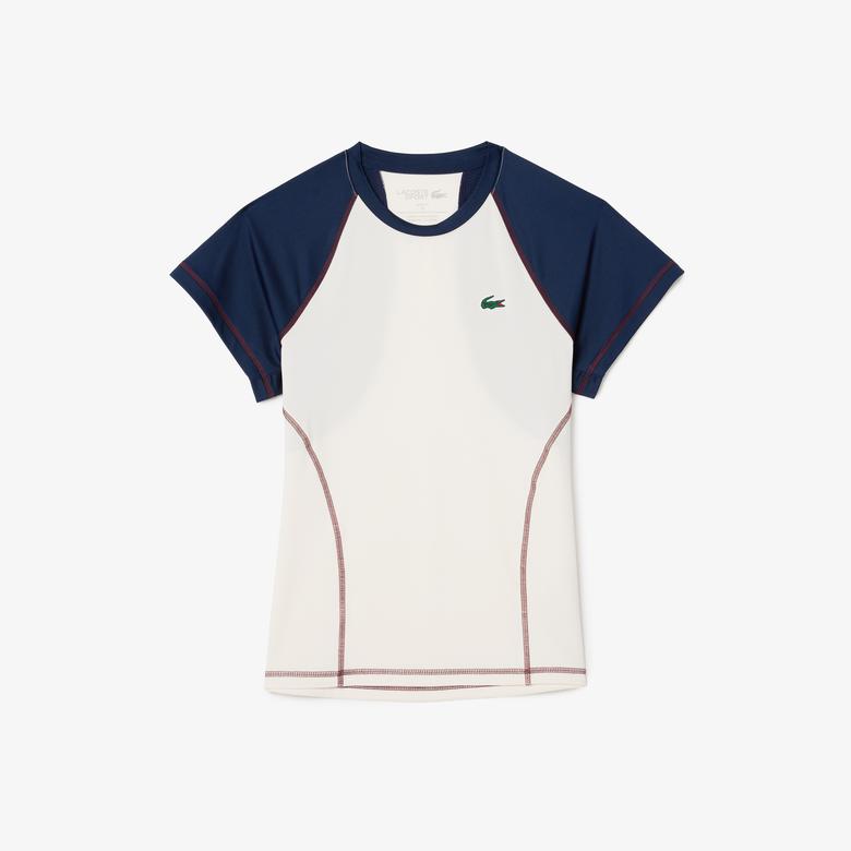 Lacoste Slim Fit Ultra Dry Stretch Sport Kadın Beyaz T-Shirt