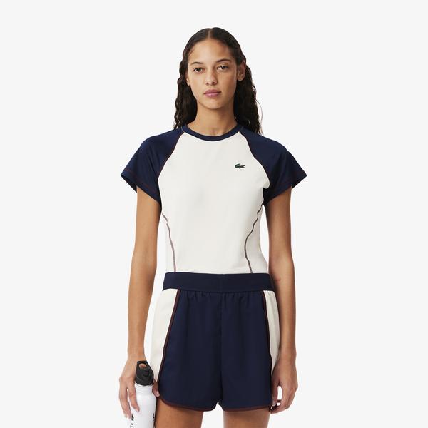 Lacoste Slim Fit Ultra Dry Stretch Sport Kadın Beyaz T-Shirt