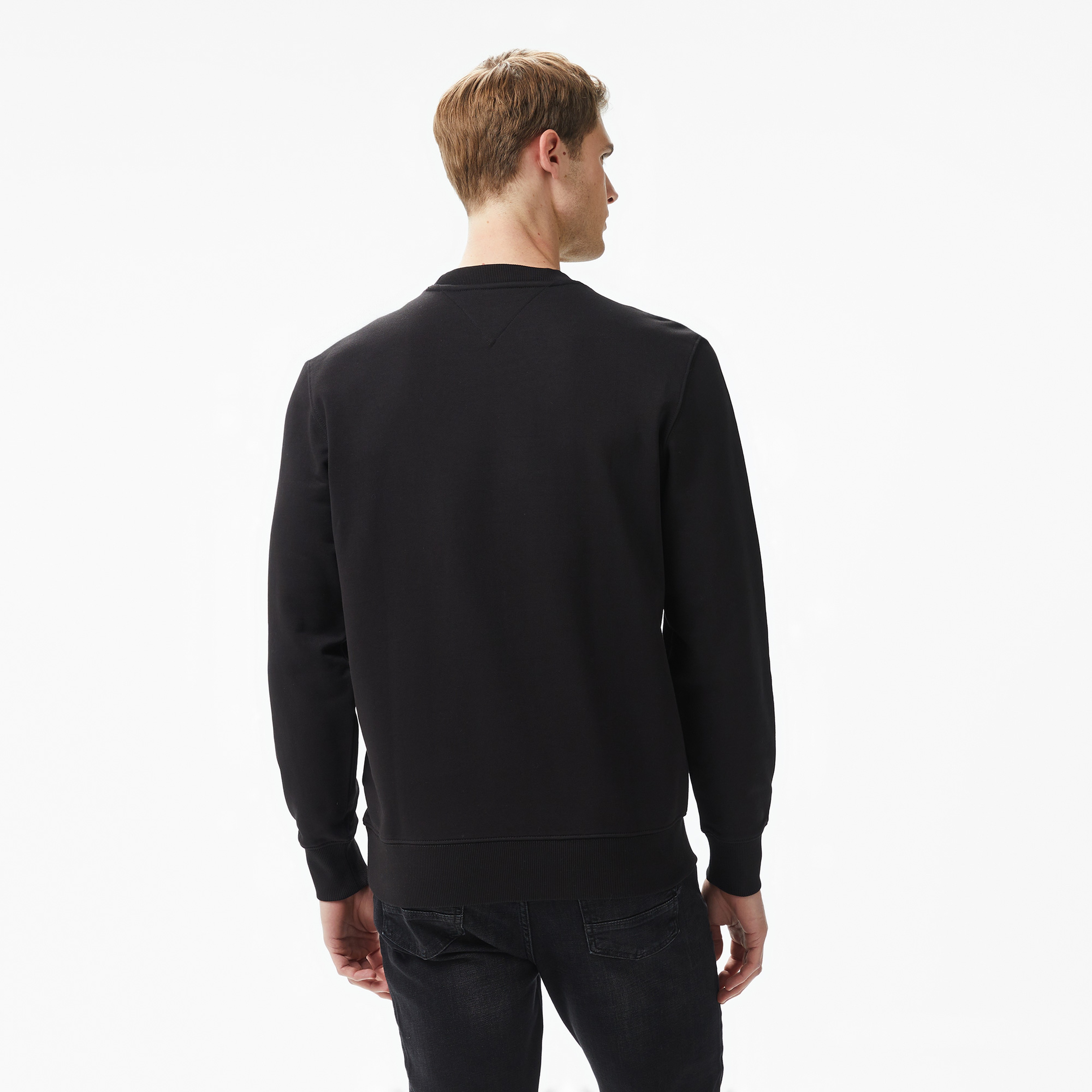 Tommy Hilfiger Essential Terry Crewneck Erkek Siyah Sweatshirt