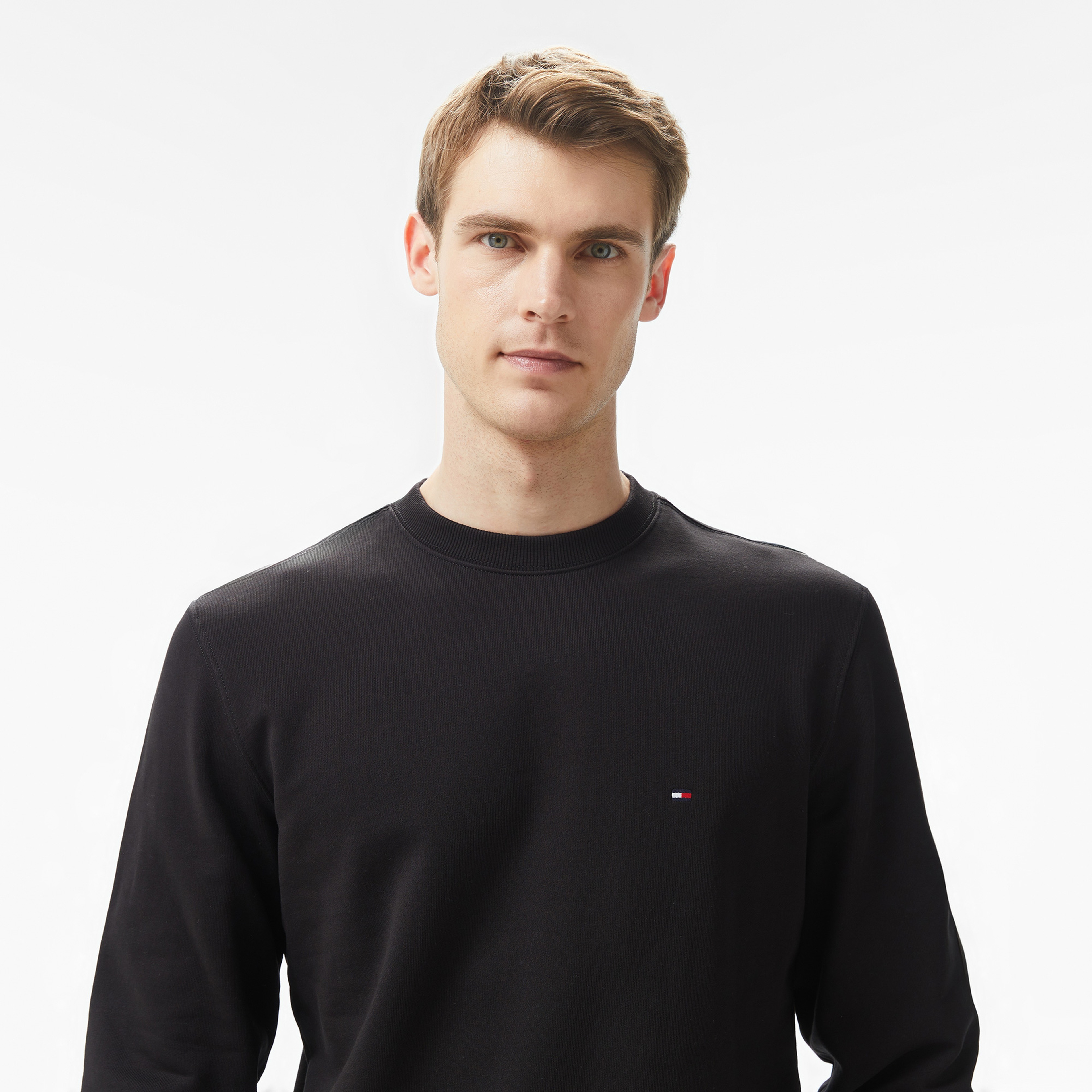 Tommy Hilfiger Essential Terry Crewneck Erkek Siyah Sweatshirt