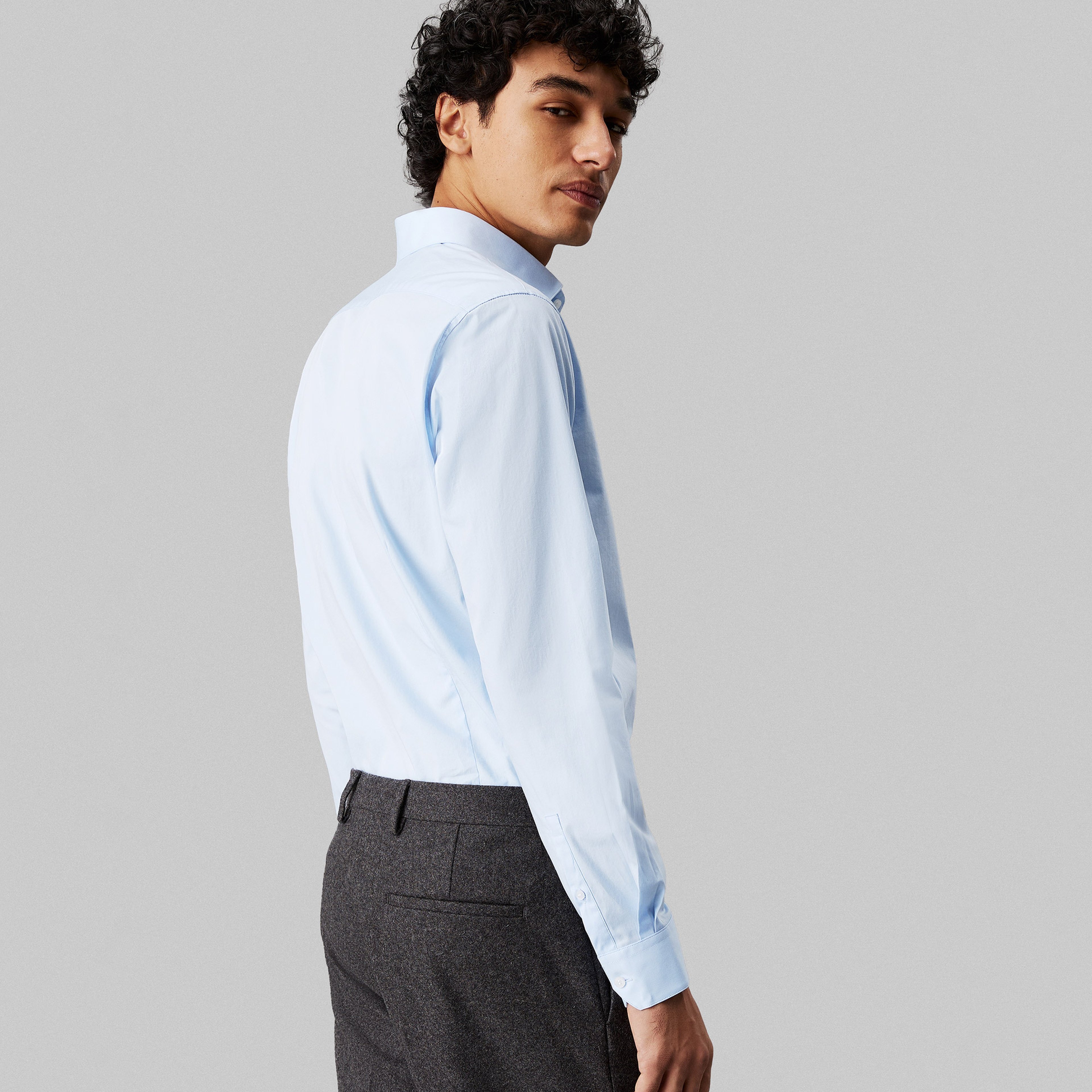 Calvin Klein Poplin Stretch Regular Erkek Mavi Gömlek