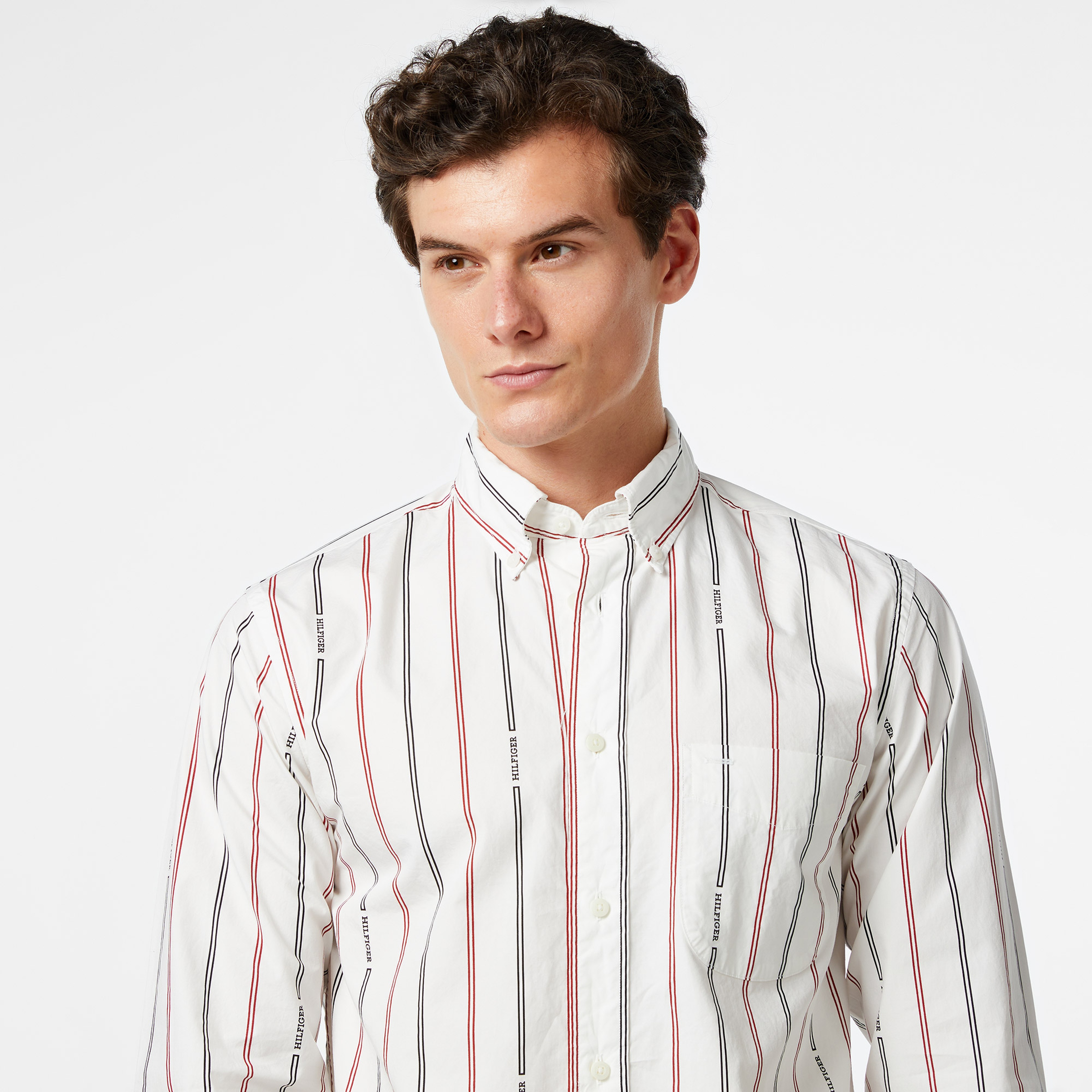 Tommy Hilfiger Hılfıger Double Stp Shırt Erkek Beyaz Gömlek