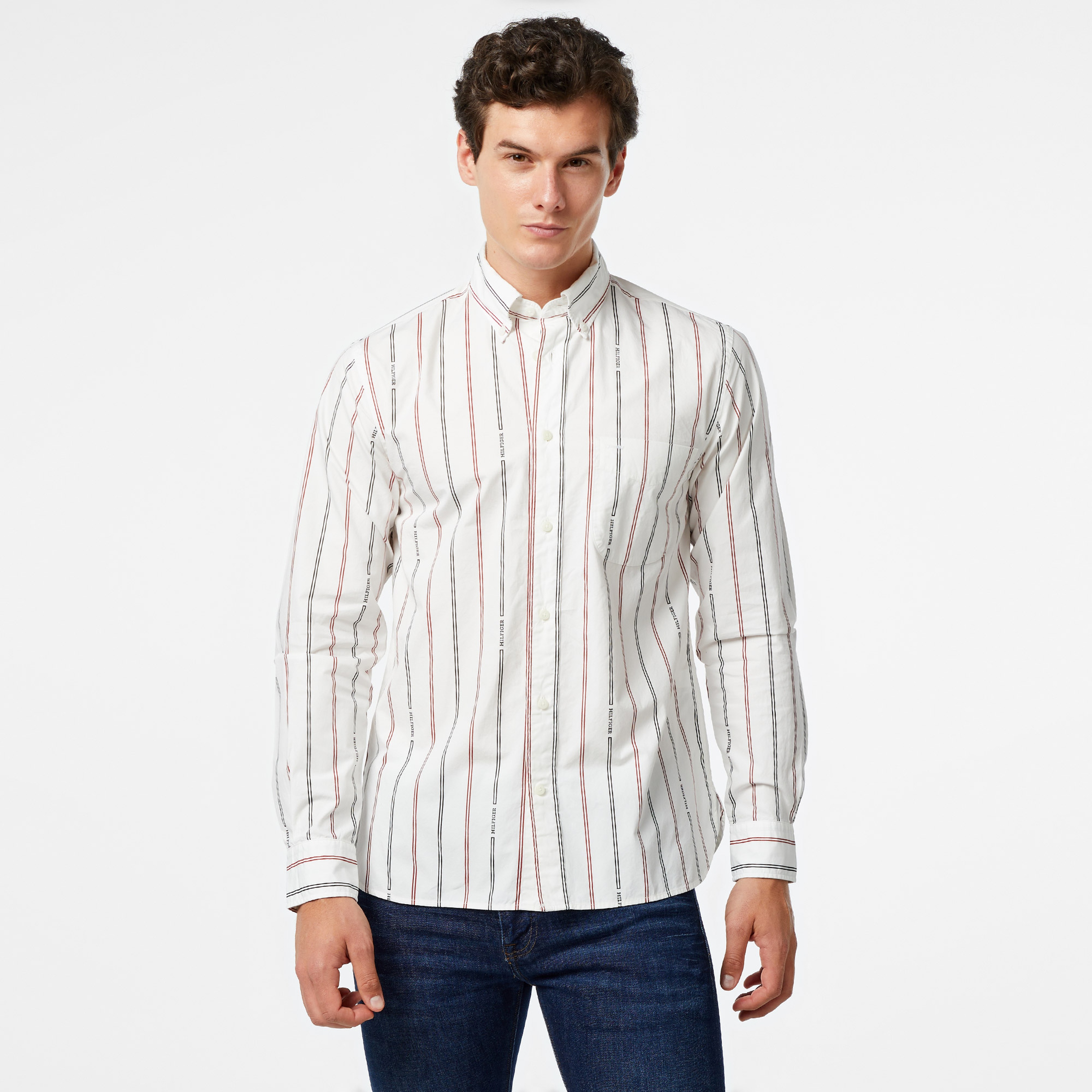 Tommy Hilfiger Hılfıger Double Stp Shırt Erkek Beyaz Gömlek