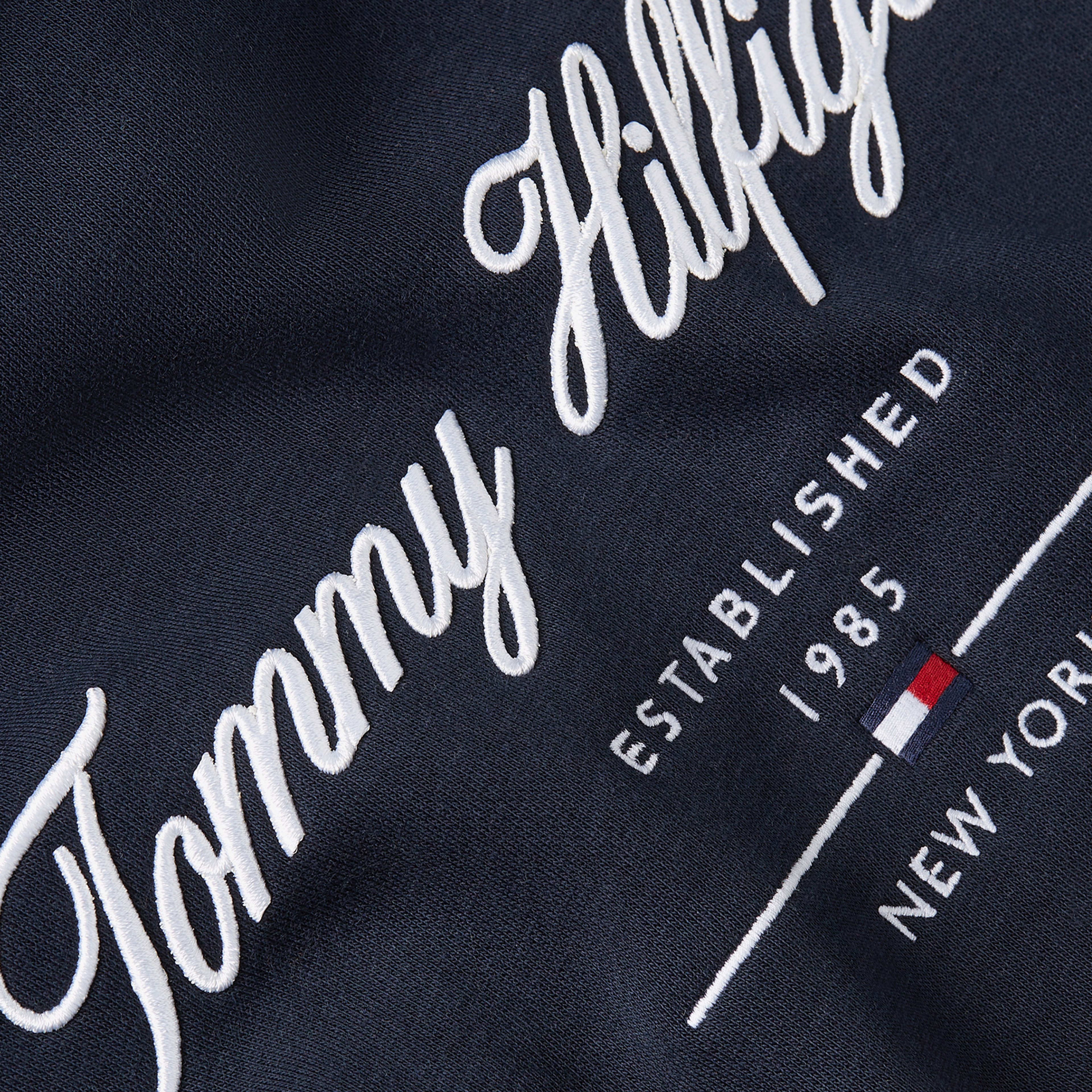 Tommy Hilfiger Script Logo Erkek Mavi Sweatshirt