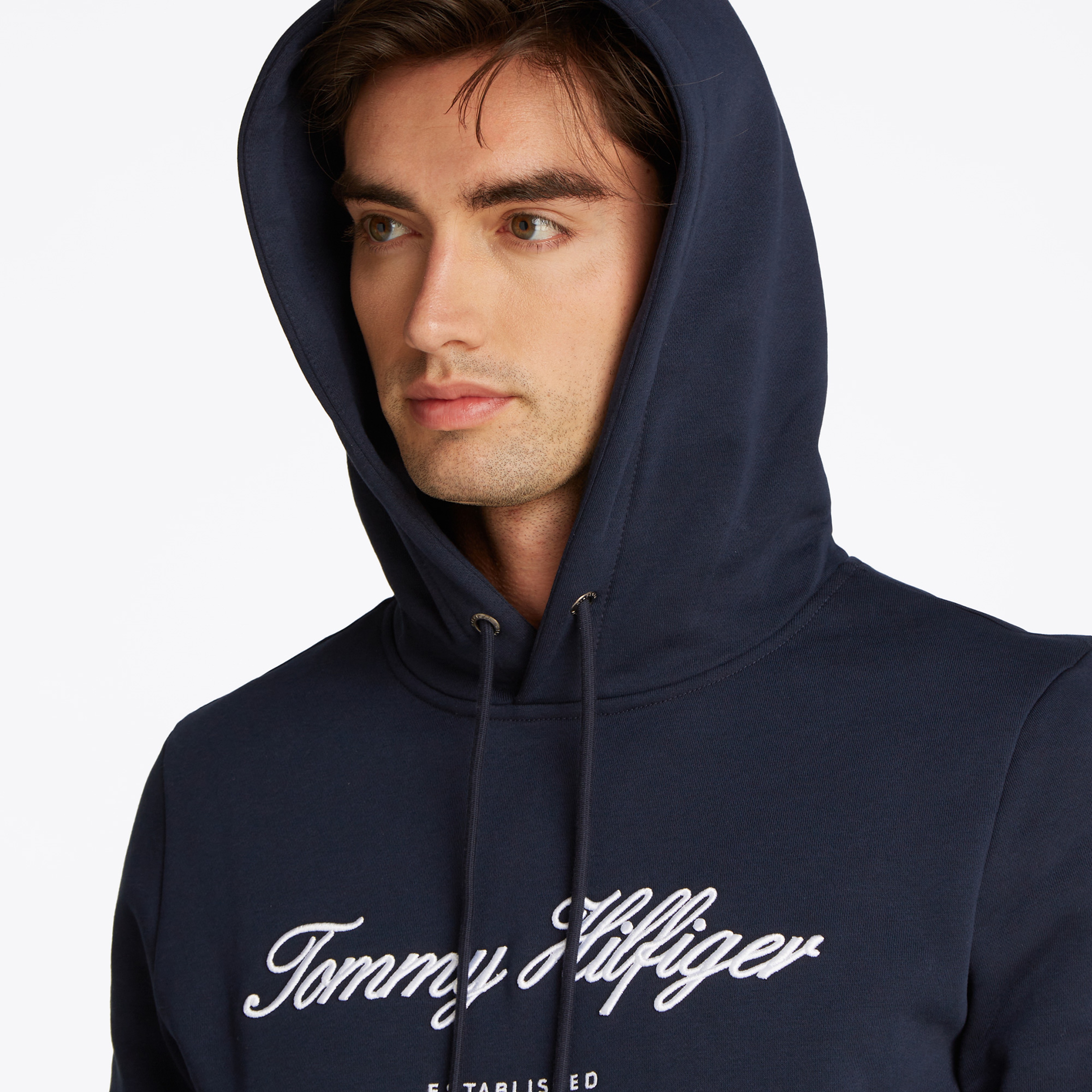 Tommy Hilfiger Script Logo Erkek Mavi Sweatshirt