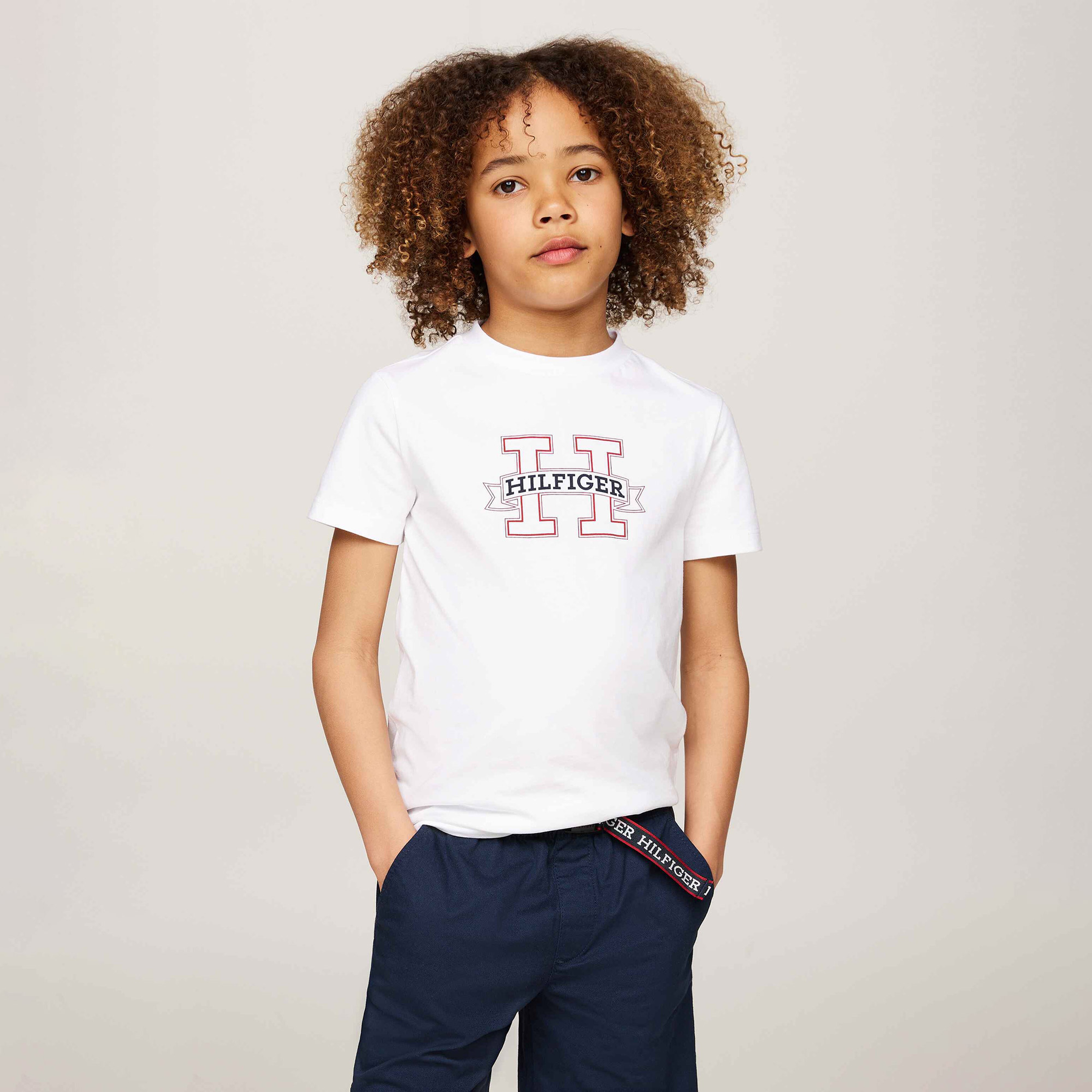 Tommy Hilfiger Print Regular Çocuk Beyaz T-Shirt